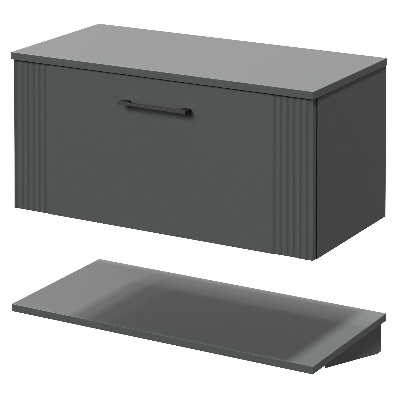 Avant Wall Mounted Single Drawer Vanity Unit for Countertop Basins with Storage Shelf
