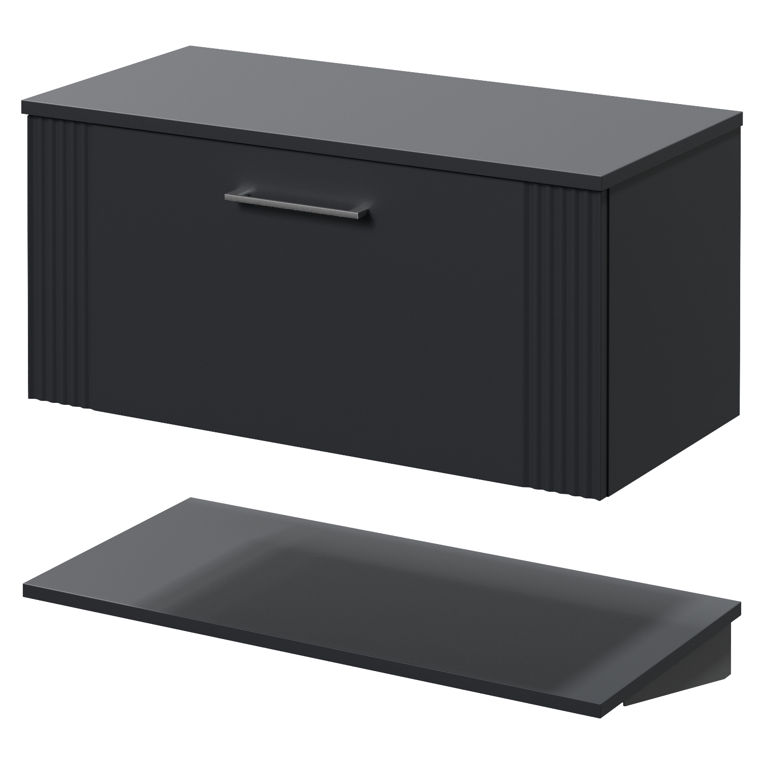 Avant Wall Mounted Single Drawer Vanity Unit for Countertop Basins with Storage Shelf