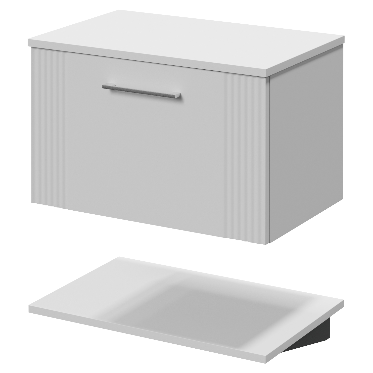 Avant Wall Mounted Single Drawer Vanity Unit for Countertop Basins with Storage Shelf
