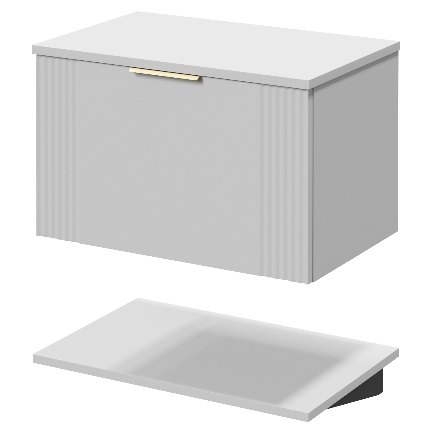 Avant Wall Mounted Single Drawer Vanity Unit for Countertop Basins with Storage Shelf