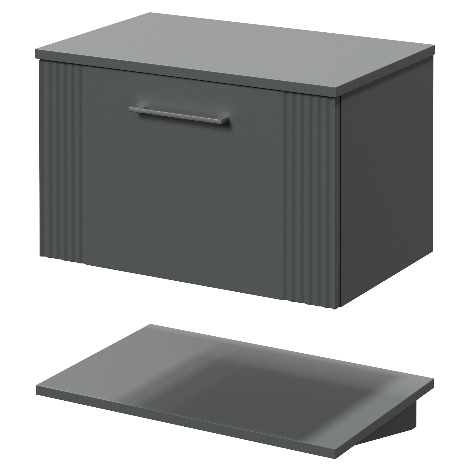 Avant Wall Mounted Single Drawer Vanity Unit for Countertop Basins with Storage Shelf