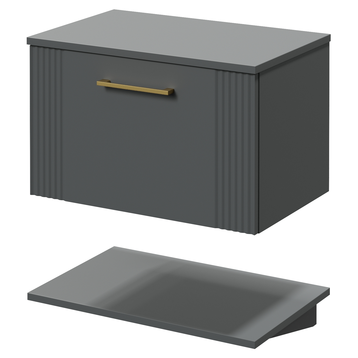 Avant Wall Mounted Single Drawer Vanity Unit for Countertop Basins with Storage Shelf