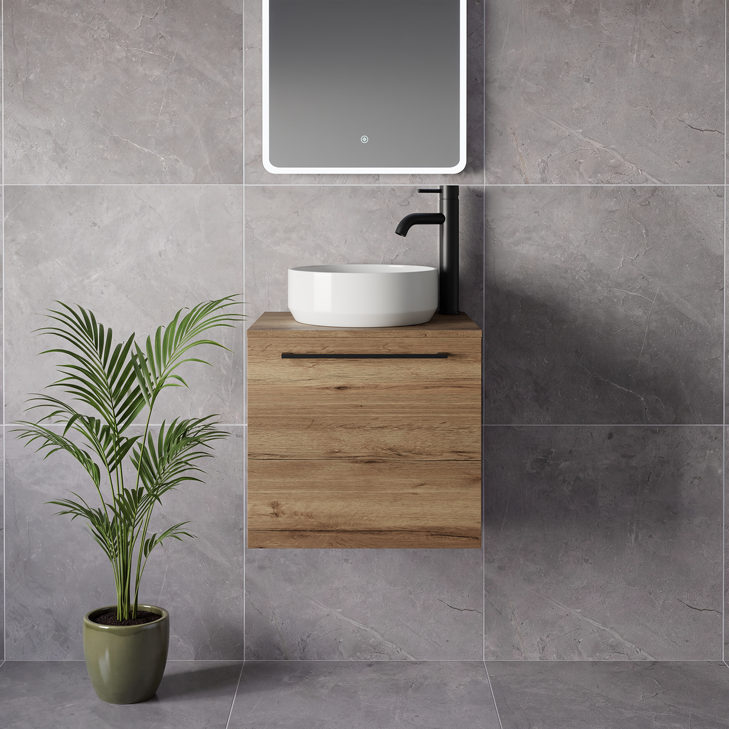 Napoli 390 Wall Mounted Single Drawer Vanity Unit for Countertop Basins
