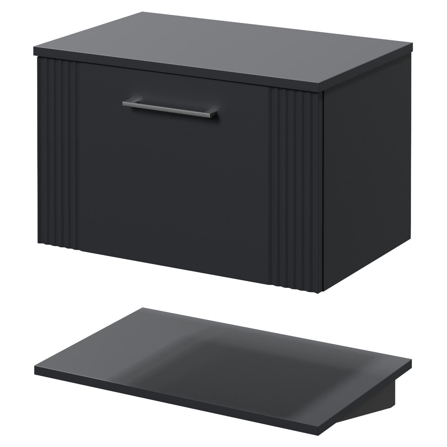 Avant Wall Mounted Single Drawer Vanity Unit for Countertop Basins with Storage Shelf