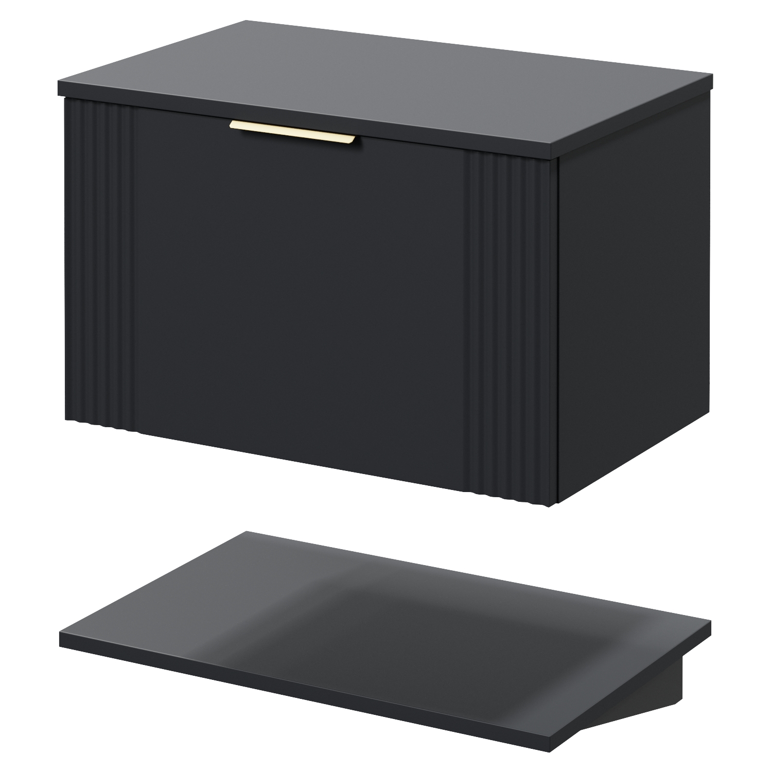 Avant Wall Mounted Single Drawer Vanity Unit for Countertop Basins with Storage Shelf