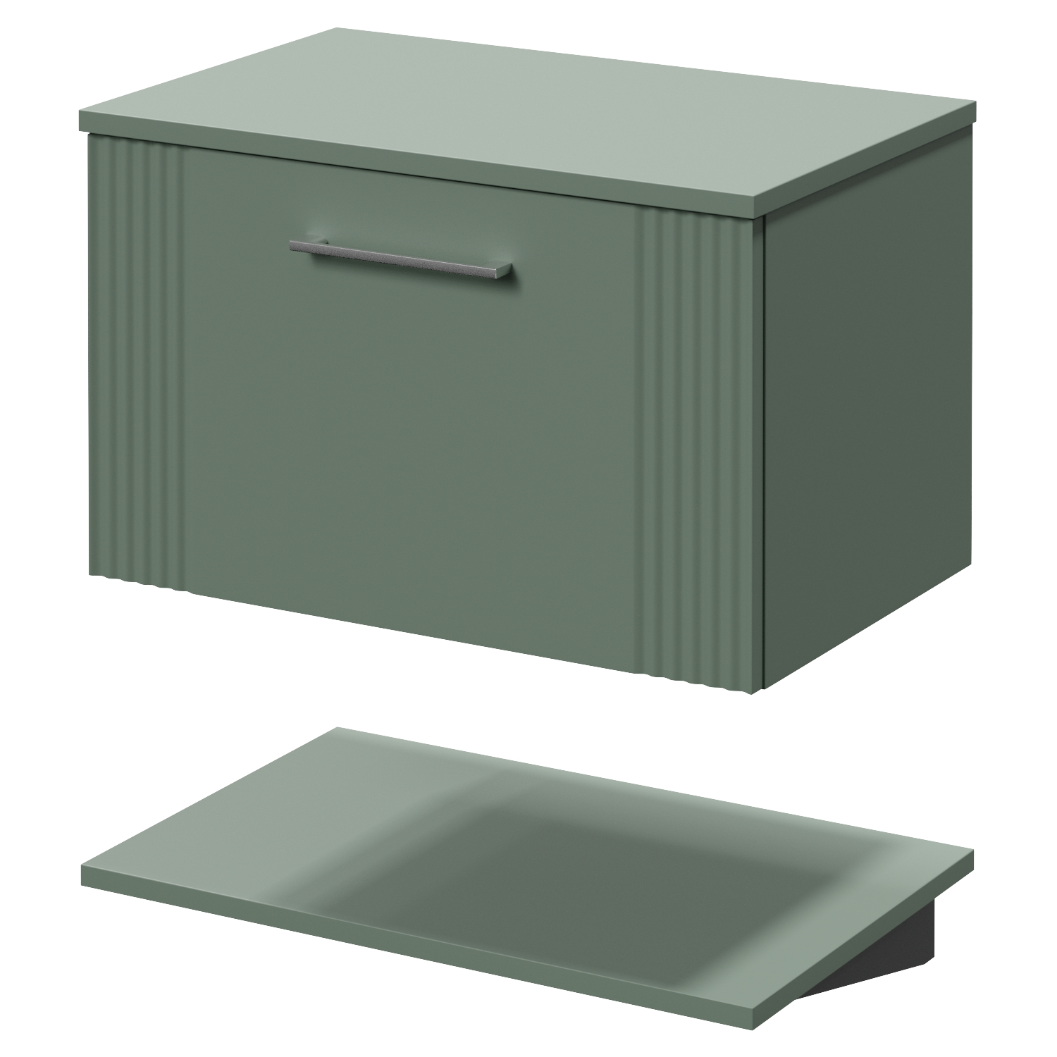 Avant Wall Mounted Single Drawer Vanity Unit for Countertop Basins with Storage Shelf
