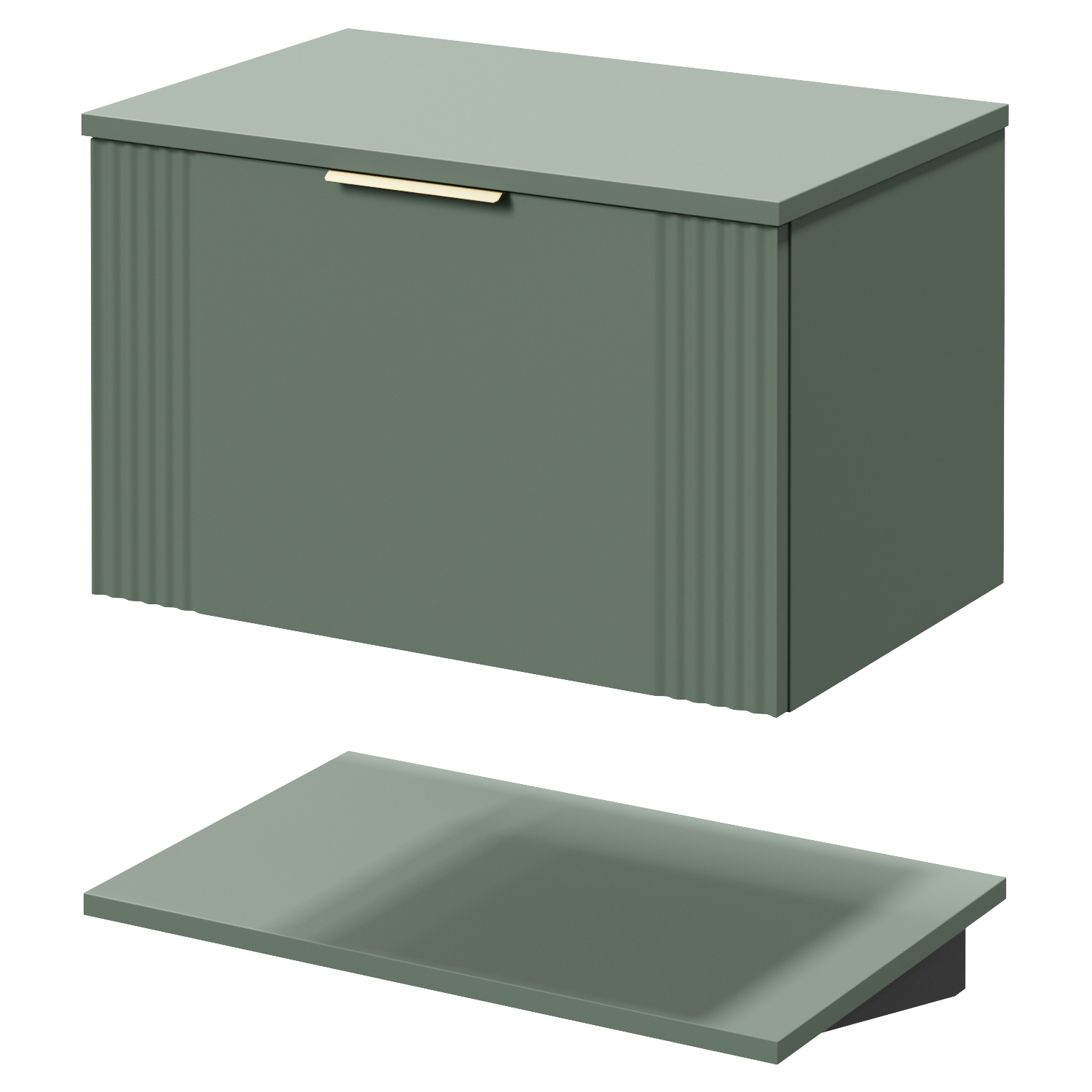 Avant Wall Mounted Single Drawer Vanity Unit for Countertop Basins with Storage Shelf