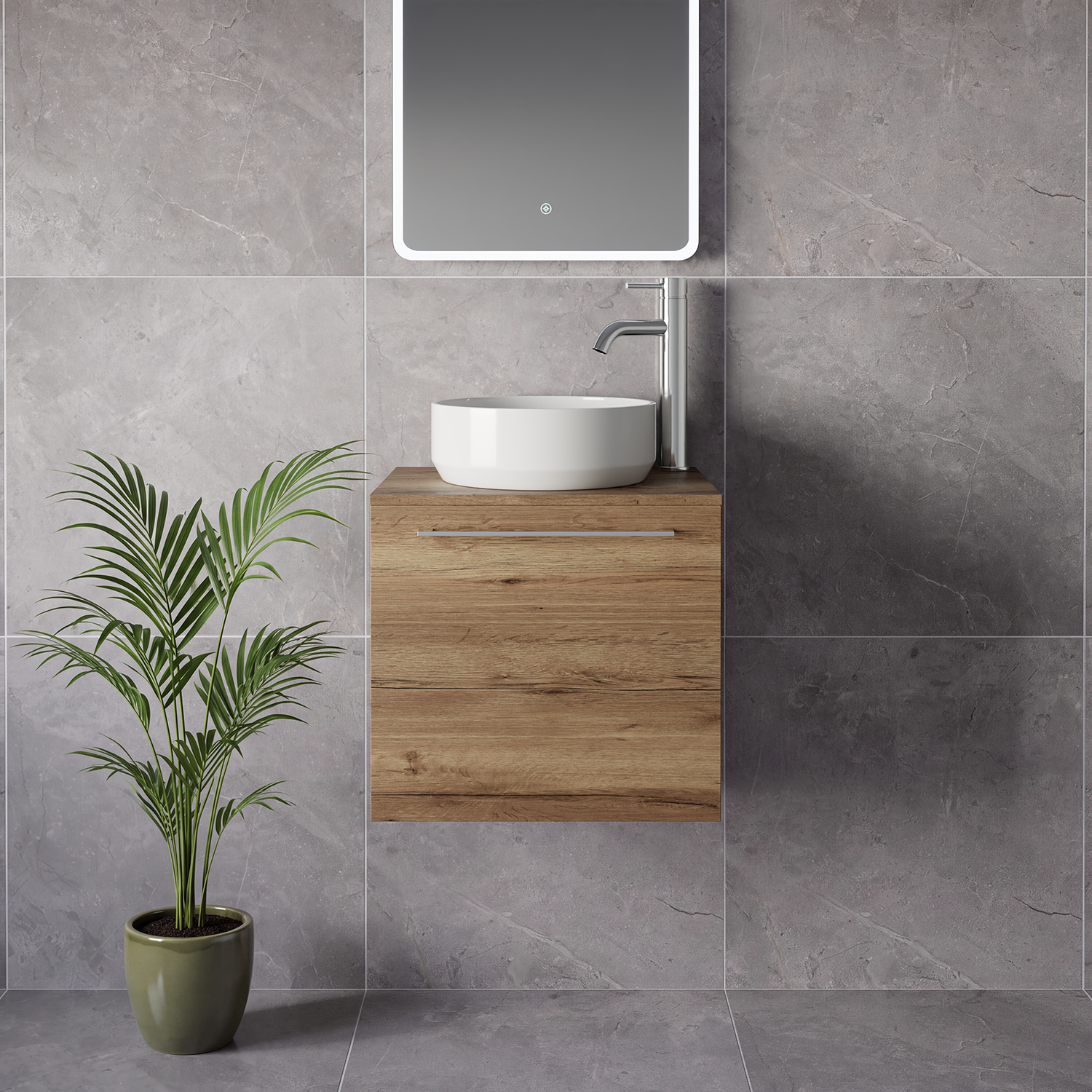 Napoli 390 Wall Mounted Single Drawer Vanity Unit for Countertop Basins