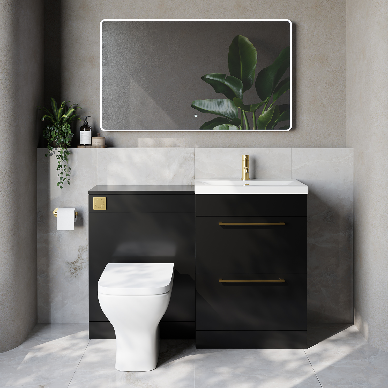 Napoli 390 Cento 2 Drawer Vanity Unit Toilet Suite with Glide Basin