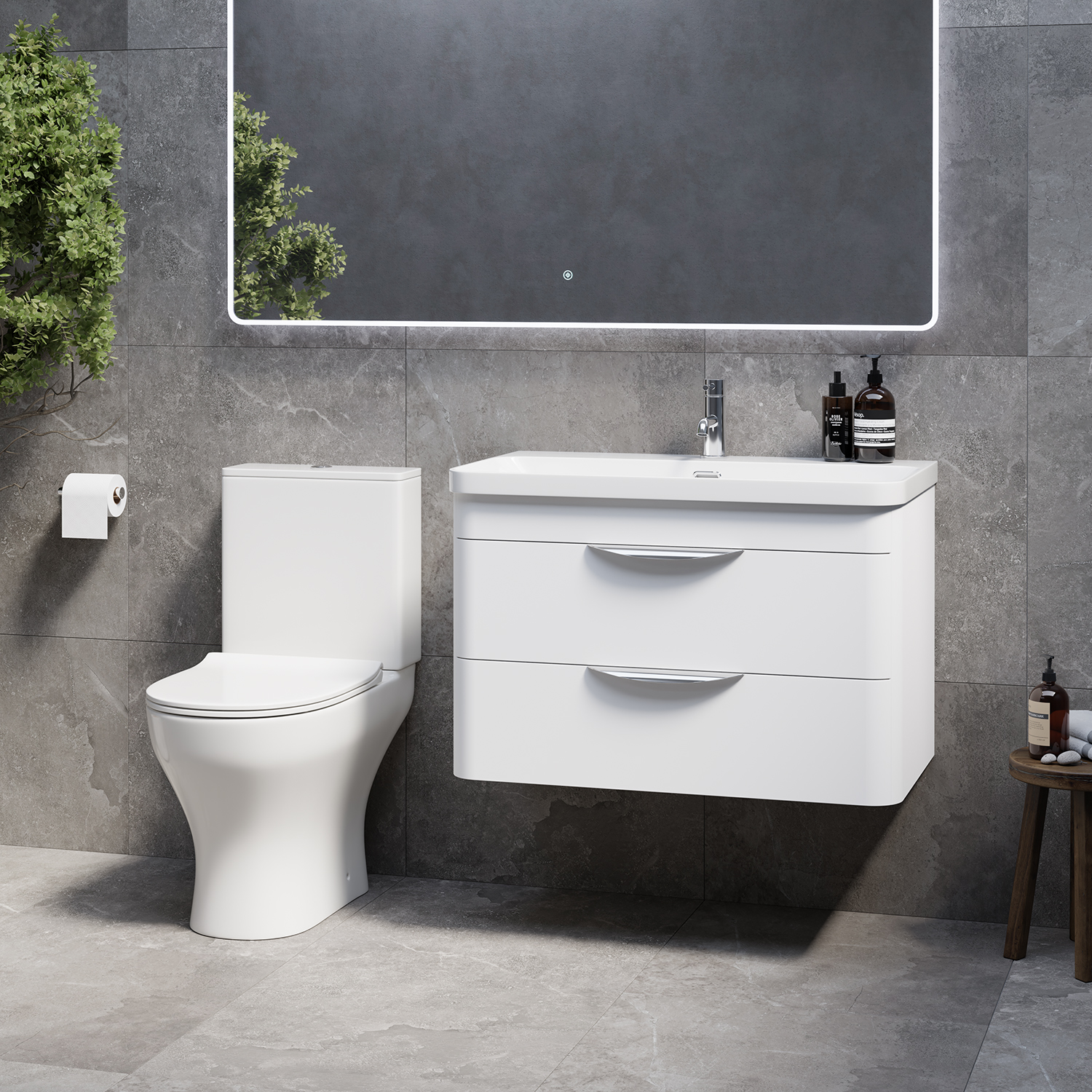 Oslo Wall Mounted Vanity and Jubilee Toilet Suite with Fina Basin