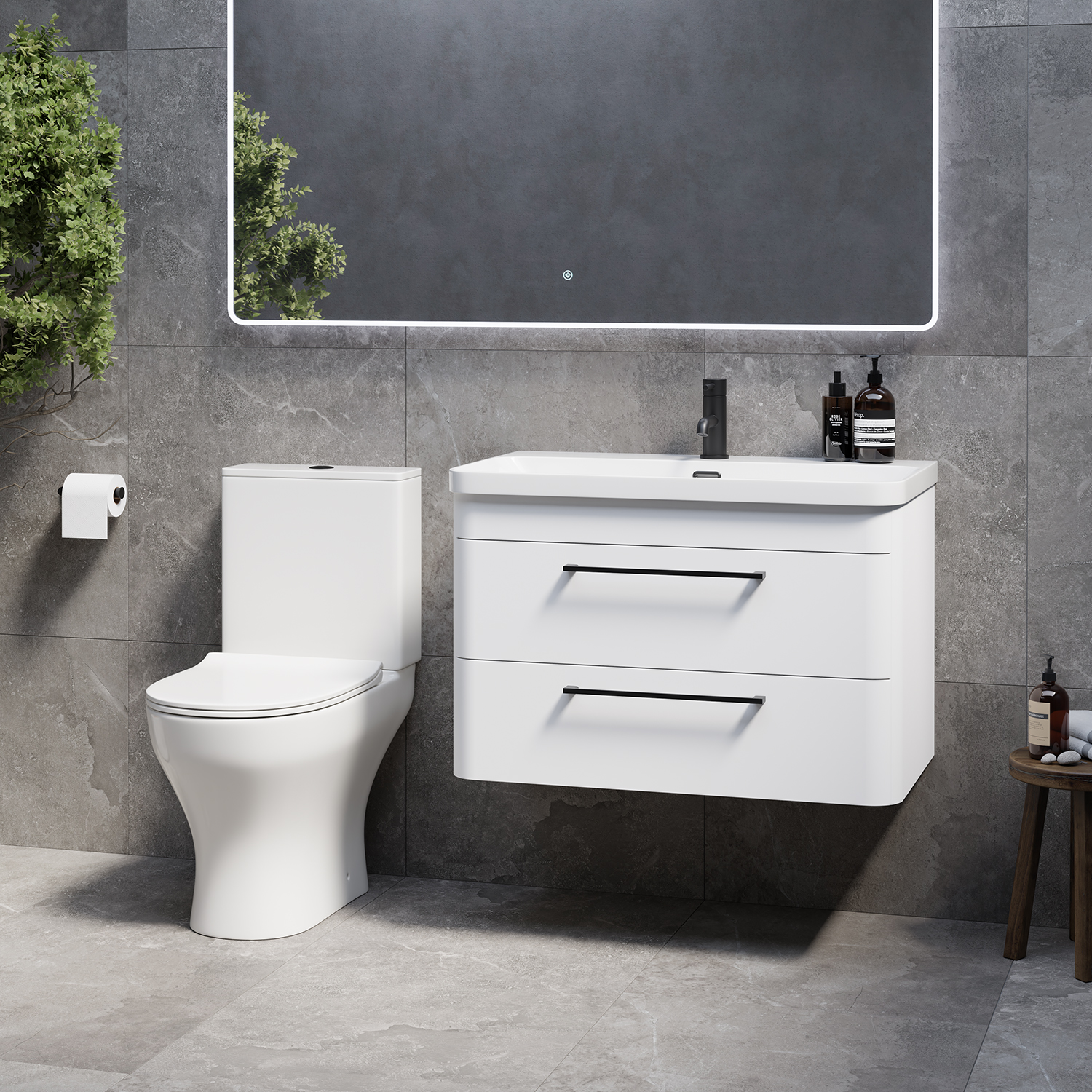 Oslo Wall Mounted Vanity and Jubilee Toilet Suite with Fina Basin