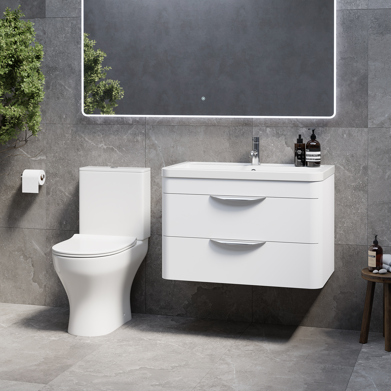 Oslo Wall Mounted Vanity and Jubilee Toilet Suite with Leni Basin