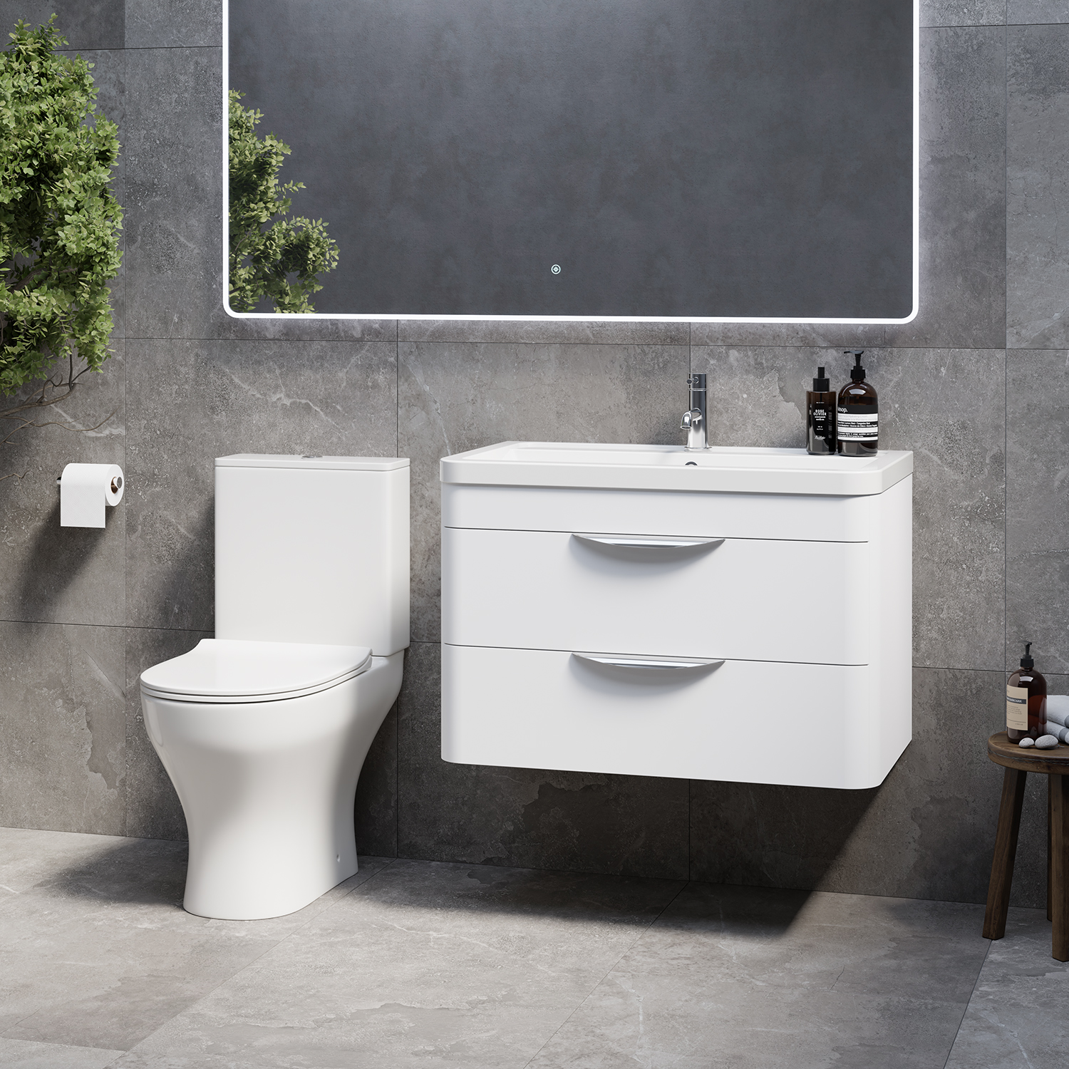 Oslo Wall Mounted Vanity and Jubilee Toilet Suite with Anya Basin