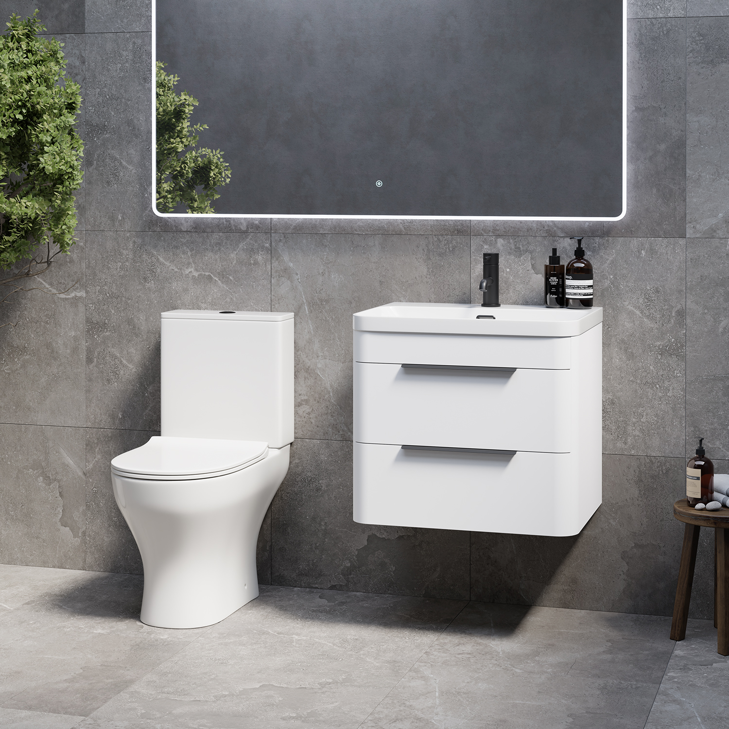 Oslo Wall Mounted Vanity and Jubilee Toilet Suite with Fina Basin