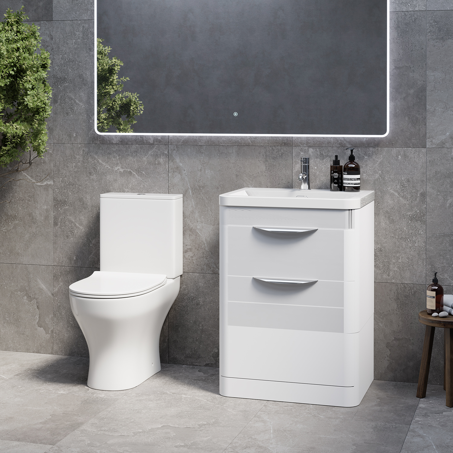 Oslo Wall Mounted Vanity and Jubilee Toilet Suite with Leni Basin