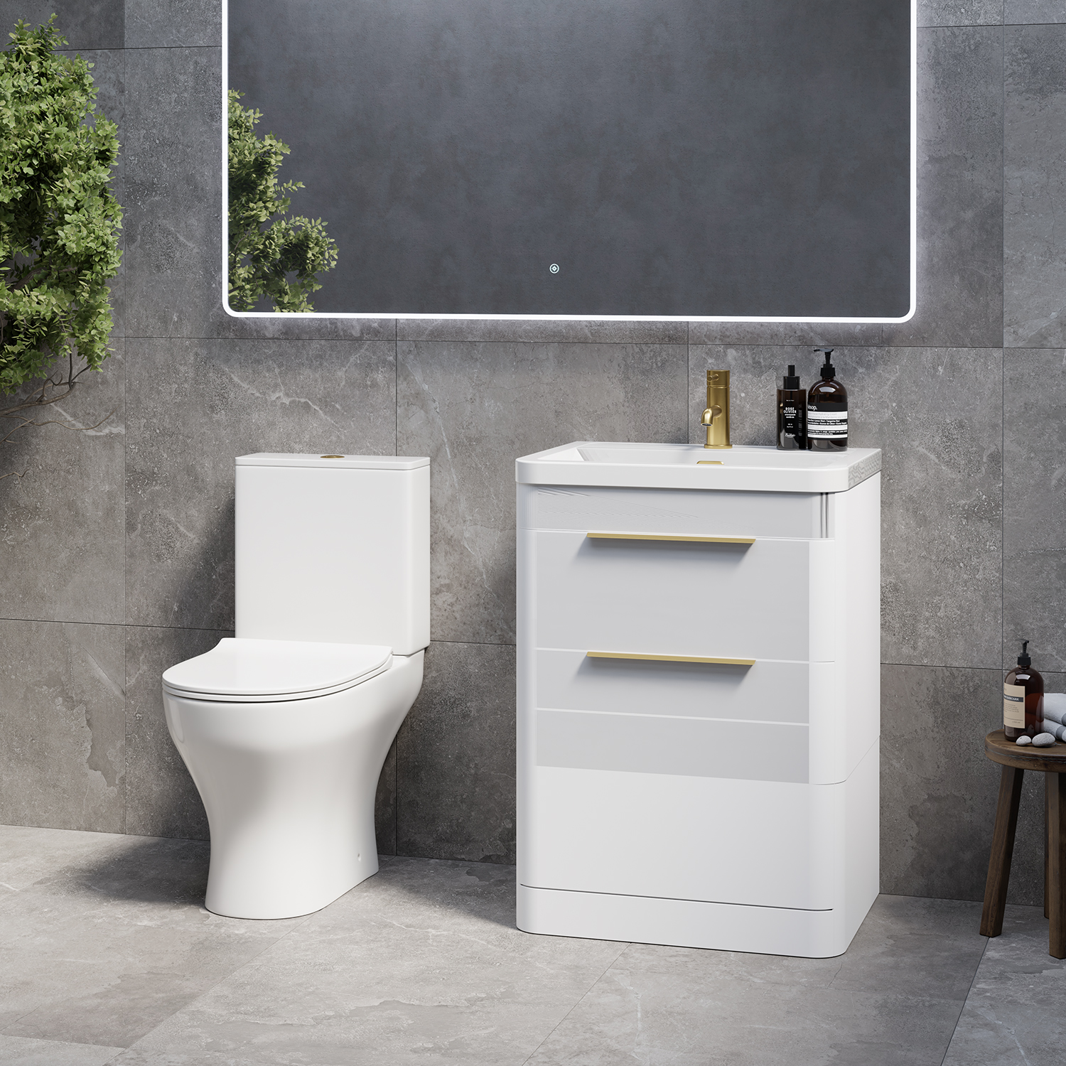 Oslo Wall Mounted Vanity and Jubilee Toilet Suite with Leni Basin