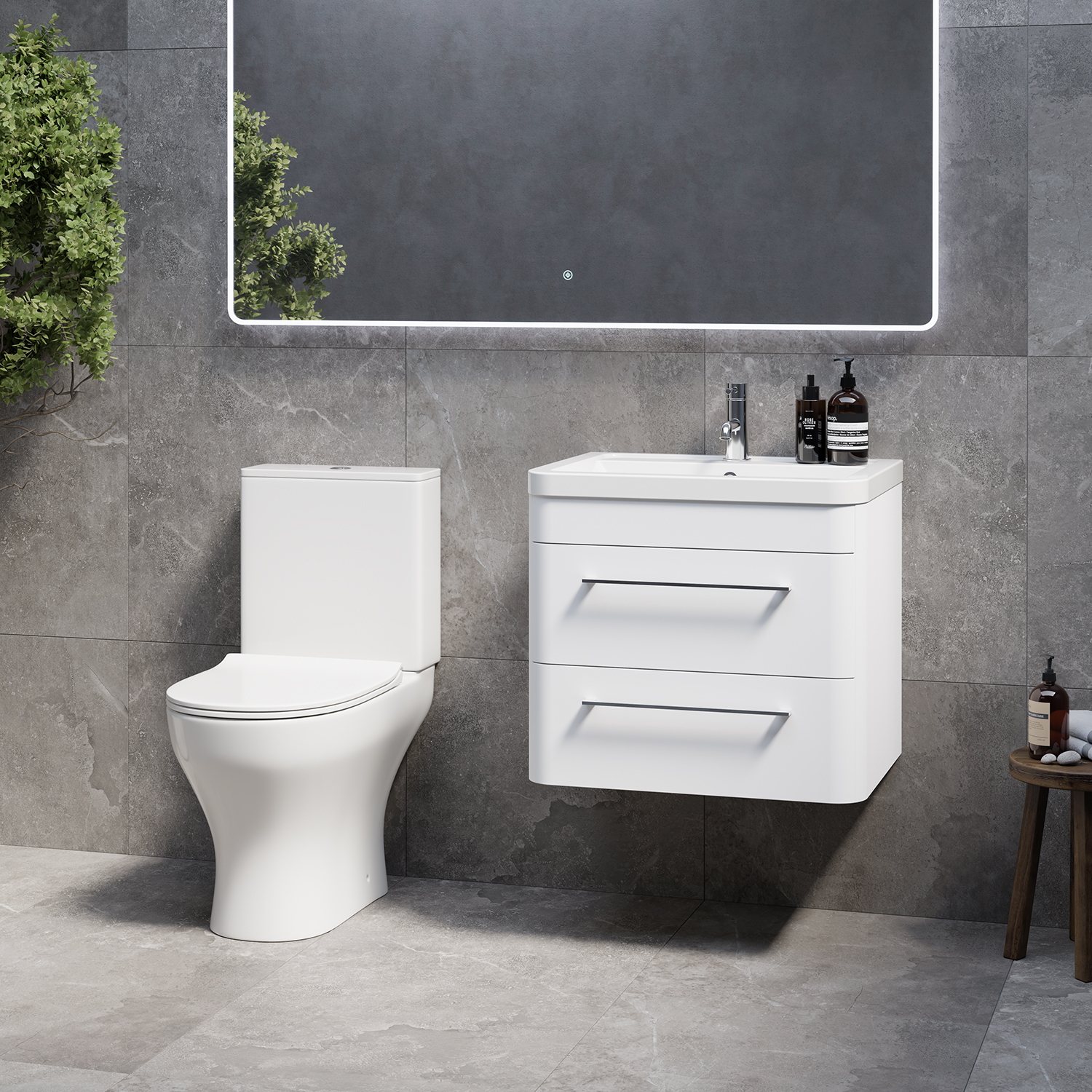 Oslo Wall Mounted Vanity and Jubilee Toilet Suite with Anya Basin