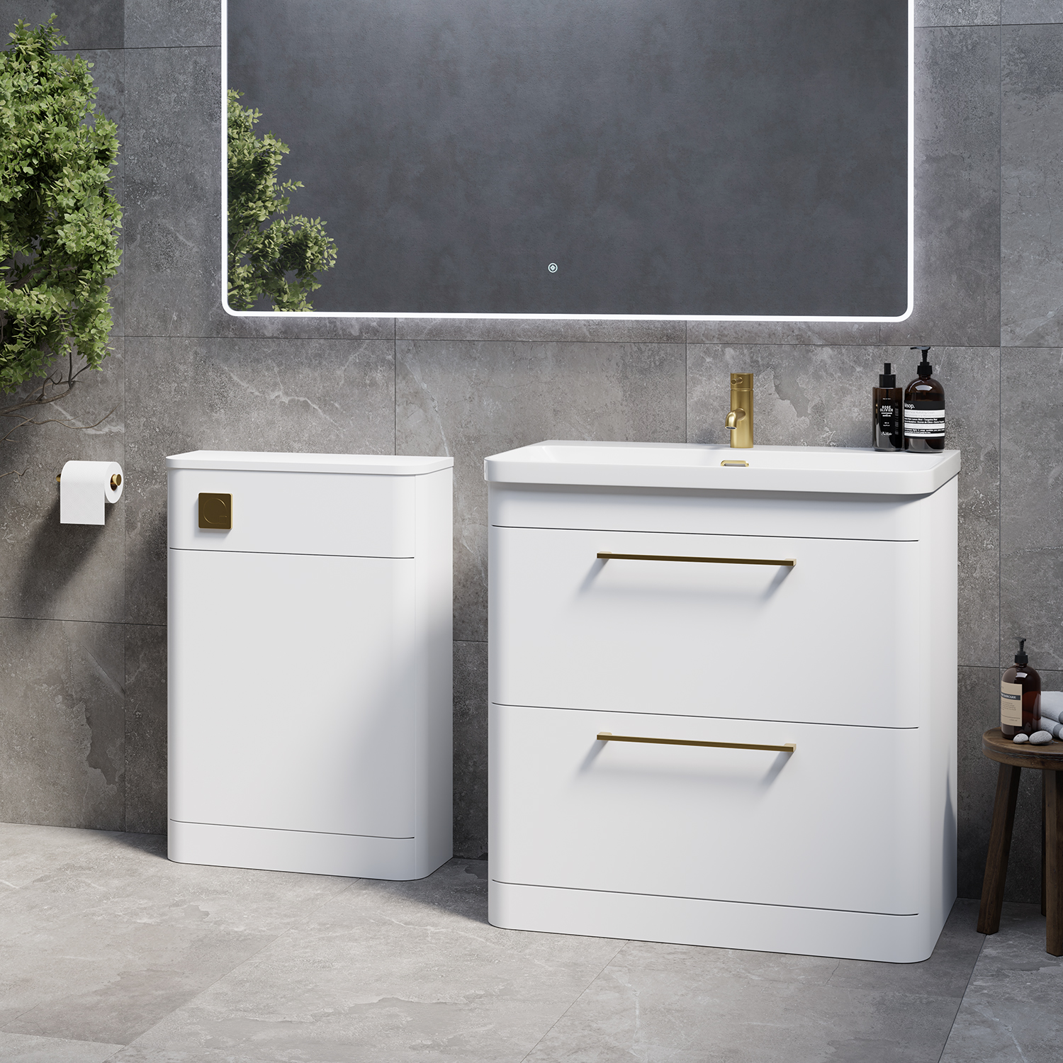 Oslo Wall Mounted Vanity Unit Toilet Suite with Fina Basin