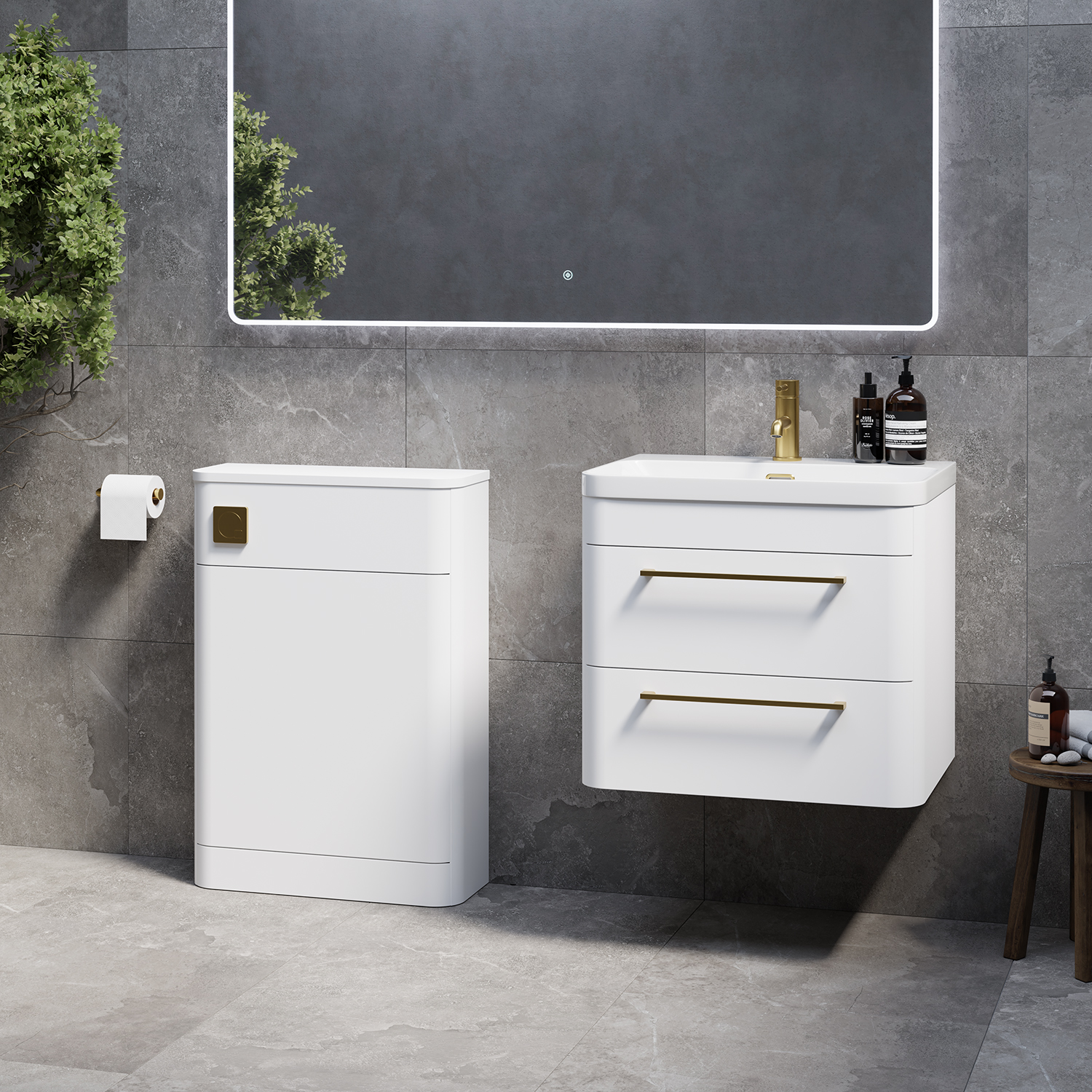 Oslo Wall Mounted Vanity Unit Toilet Suite with Fina Basin