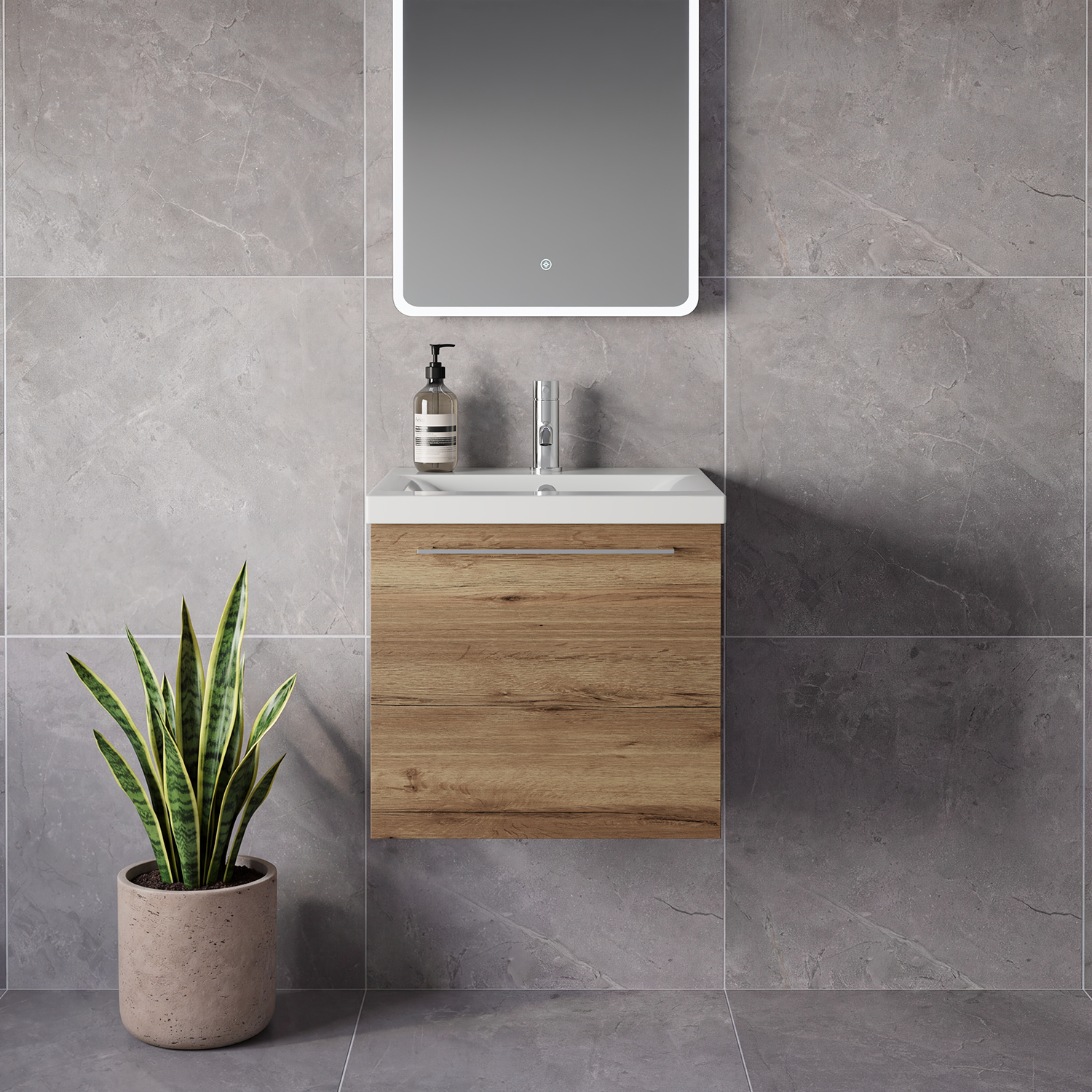 Napoli 390 Wall Mounted Single Drawer Vanity Unit with Glide Basin
