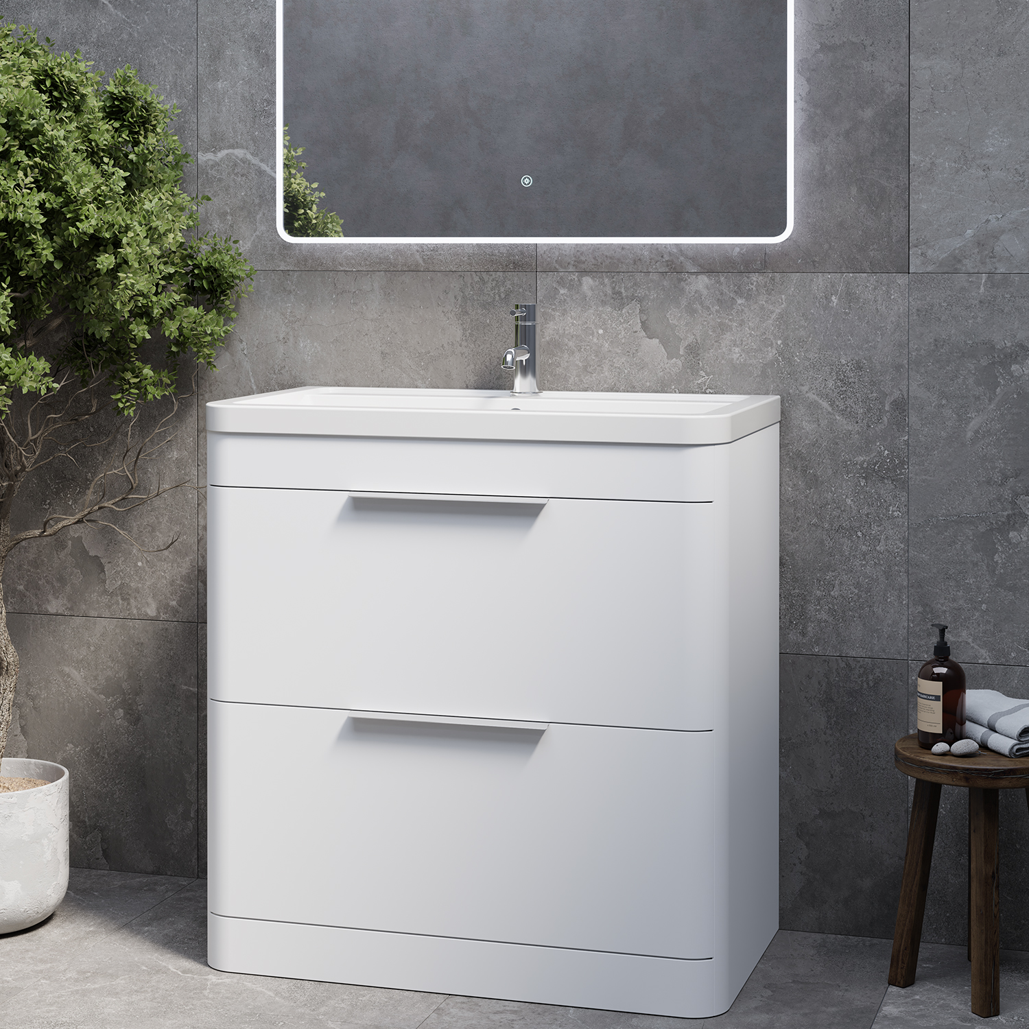 Oslo 2 Drawer Vanity Unit with Anya Basin