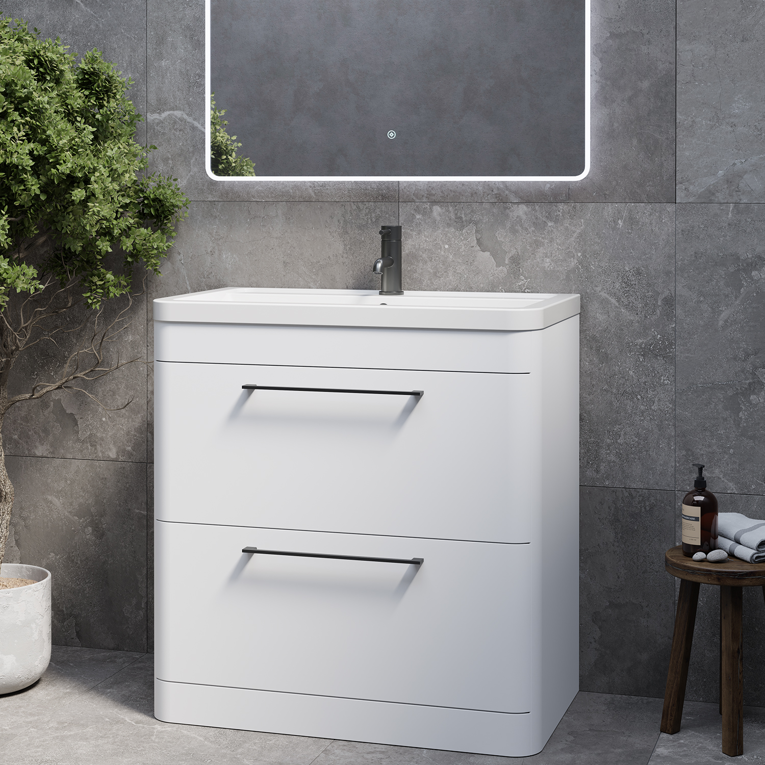 Oslo 2 Drawer Vanity Unit with Leni Basin