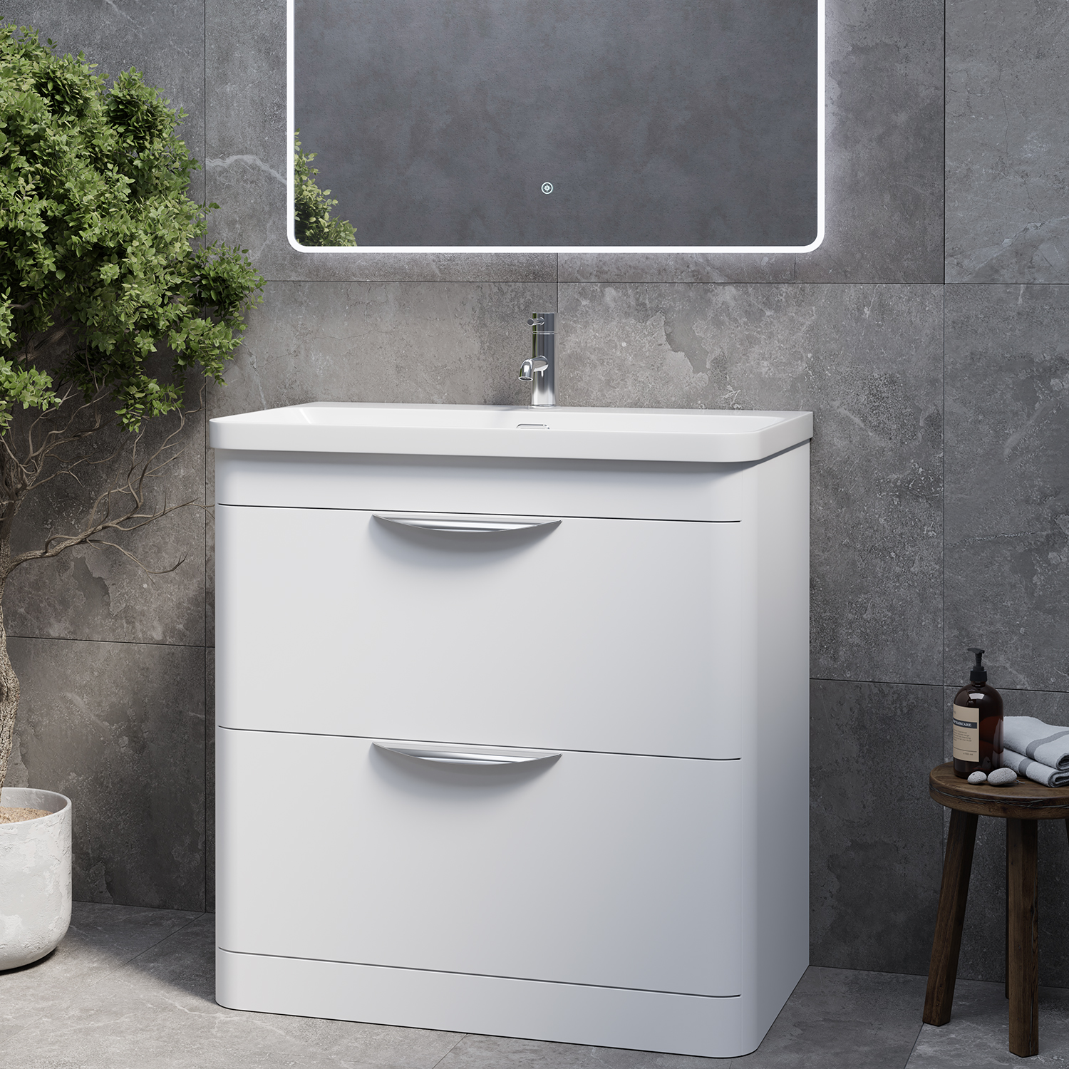 Oslo 2 Drawer Vanity Unit with Fina Basin