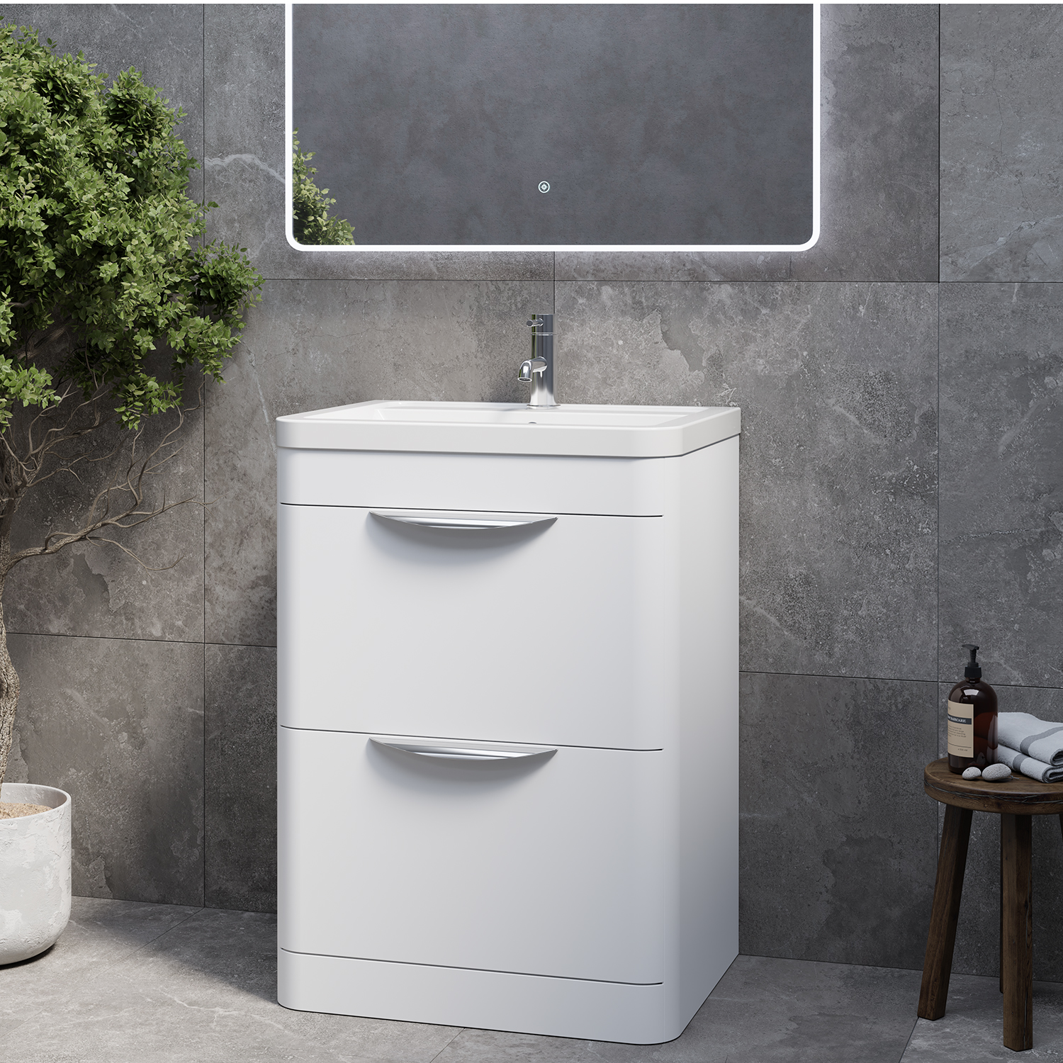 Oslo 2 Drawer Vanity Unit with Anya Basin