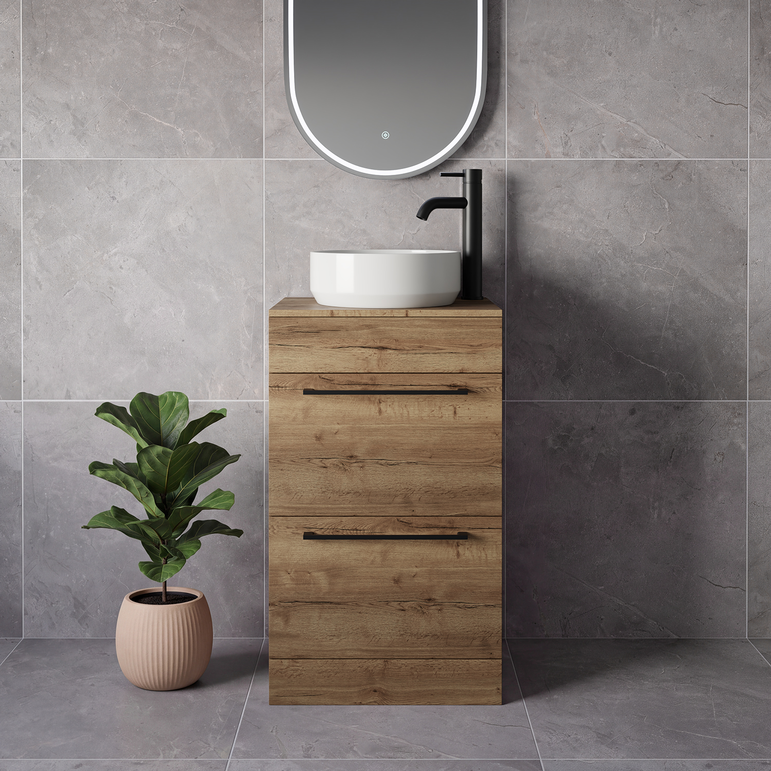 Napoli 390 2 Drawer Vanity Unit for Countertop Basins
