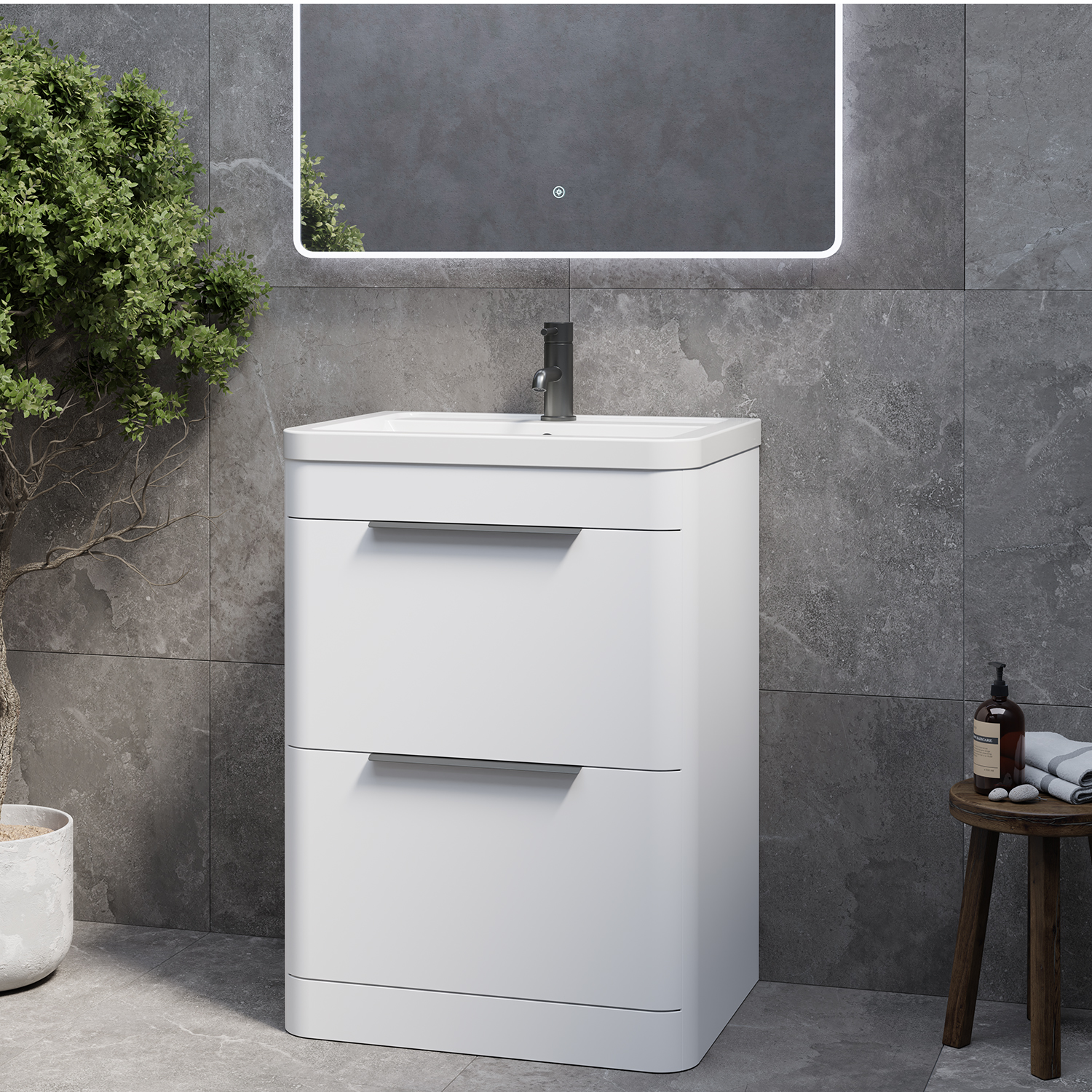 Oslo 2 Drawer Vanity Unit with Anya Basin