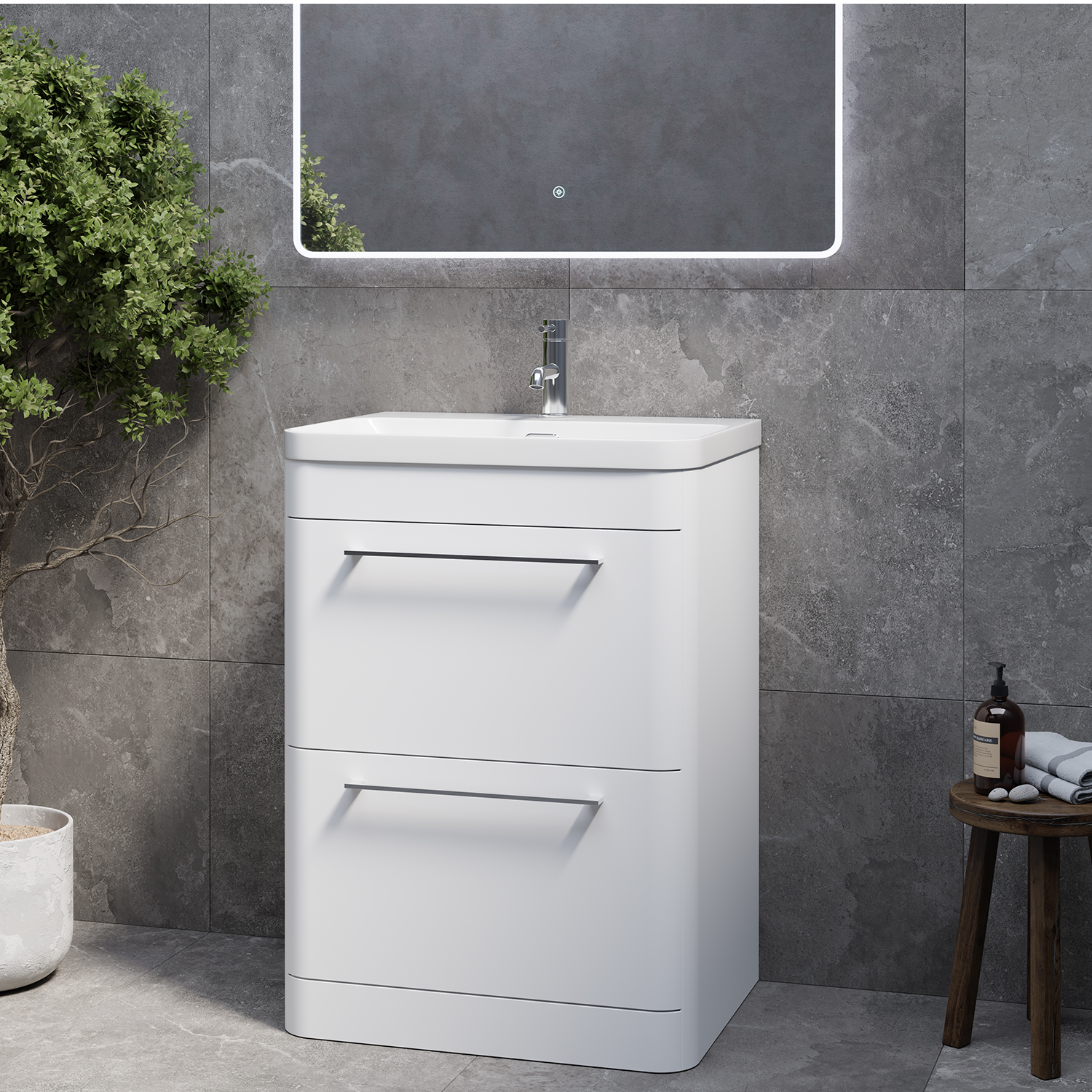 Oslo 2 Drawer Vanity Unit with Fina Basin