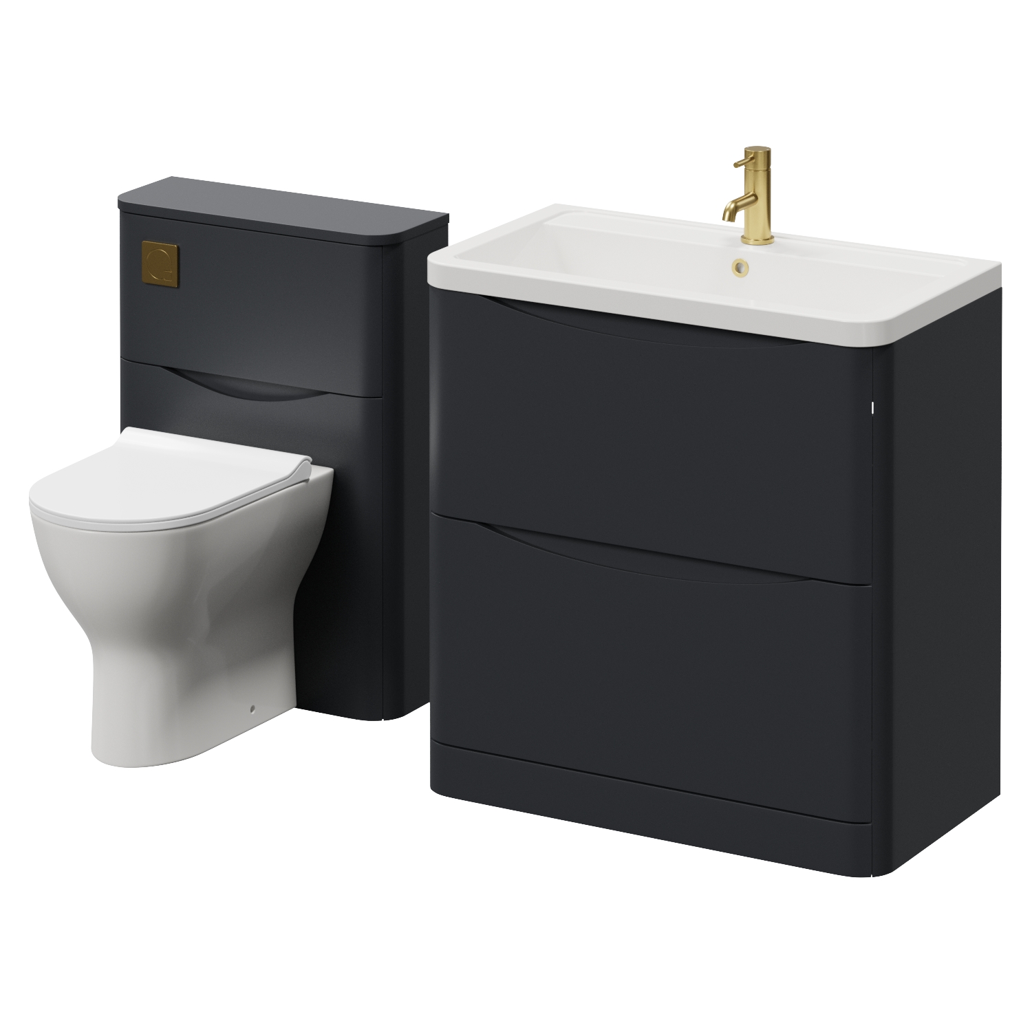 Vela 450 2 Drawer Vanity Unit and Toilet Suite with Leni Basin