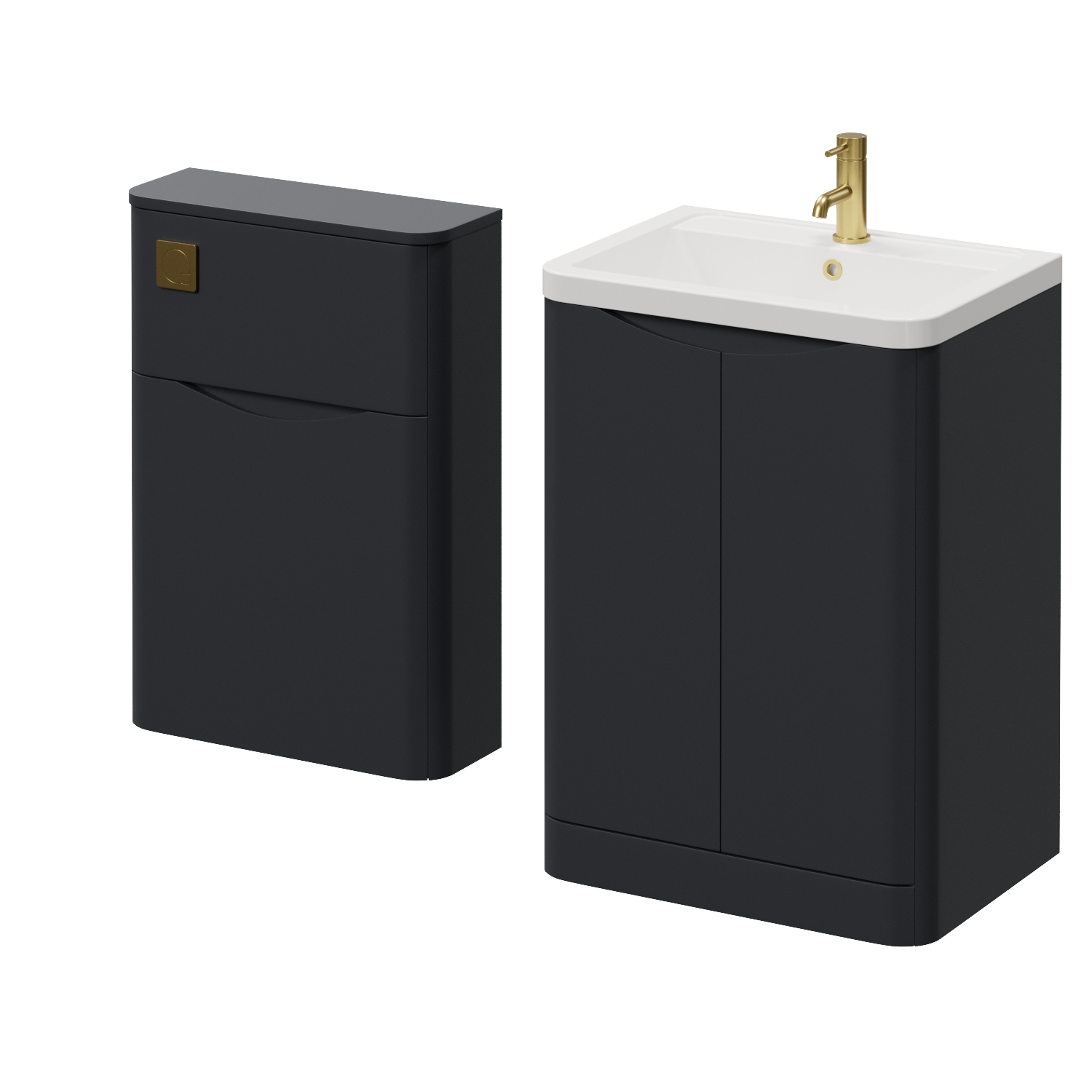Vela 450 2 Door Vanity Unit and Toilet Suite with Leni Basin