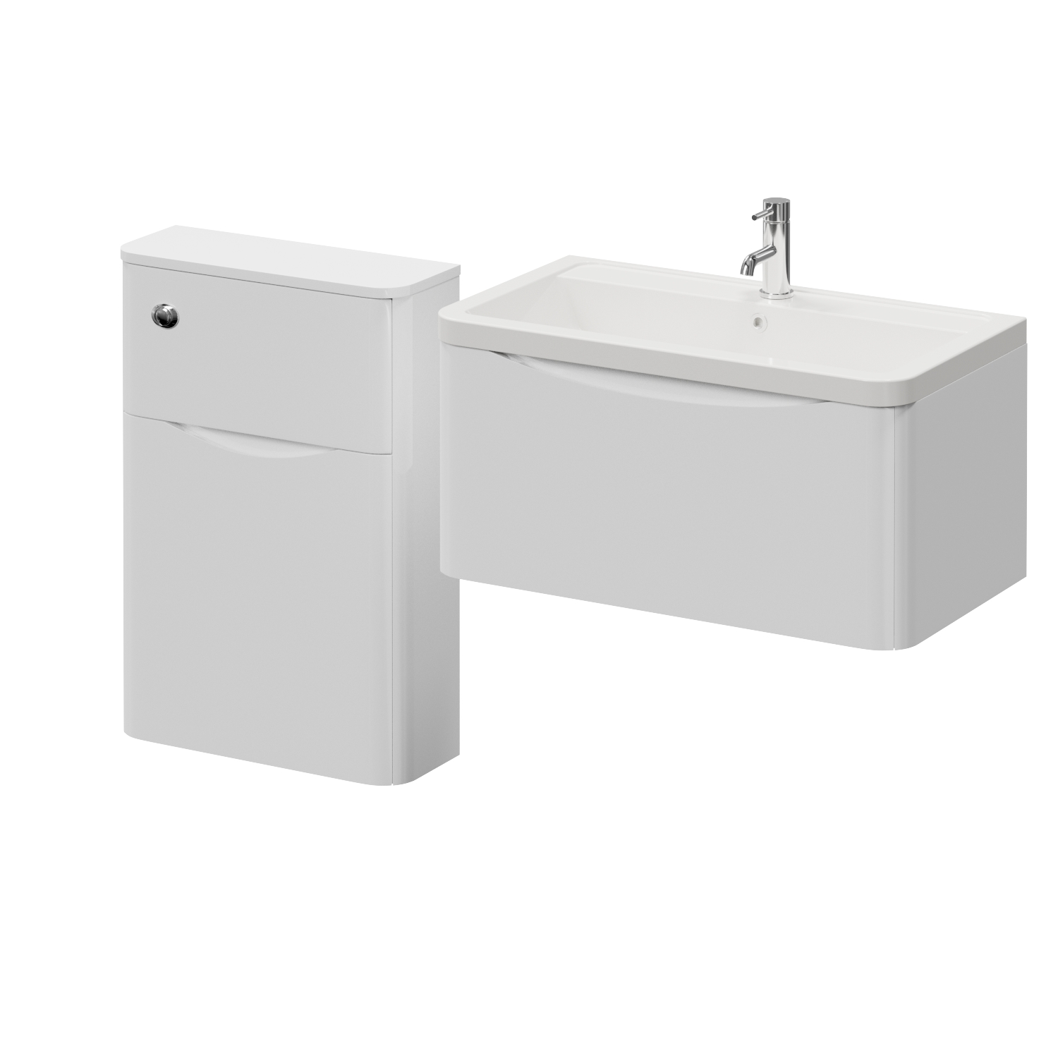 Vela 450 Wall Mounted Single Drawer Vanity Unit and Toilet Suite with Leni Basin