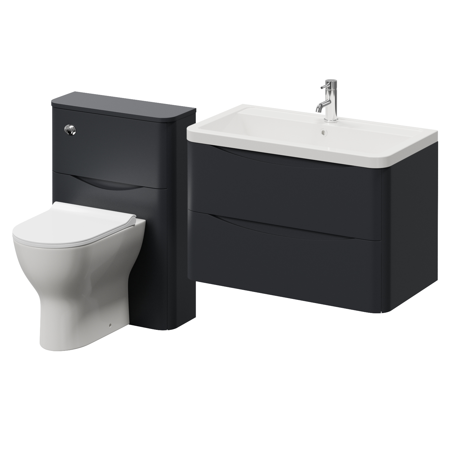 Vela 460 Wall Mounted 2 Drawer Vanity Unit and Toilet Suite with Anya Basin