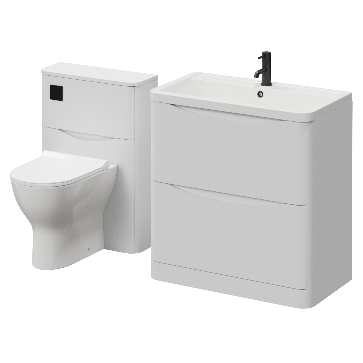 Vela 460 2 Drawer Vanity Unit and Toilet Suite with Anya Basin