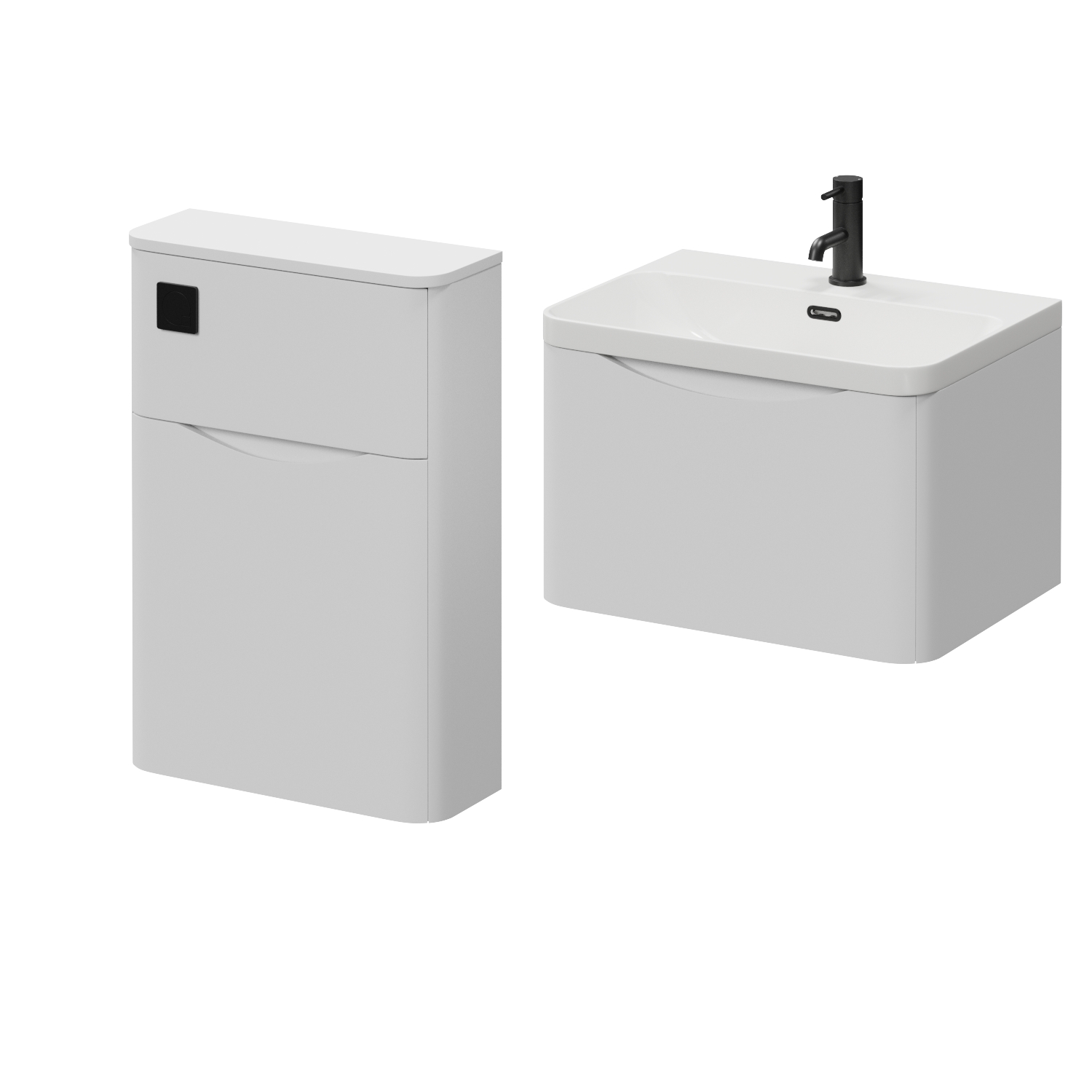 Vela 460 Wall Mounted Single Drawer Vanity Unit and Toilet Suite with Fina Basin