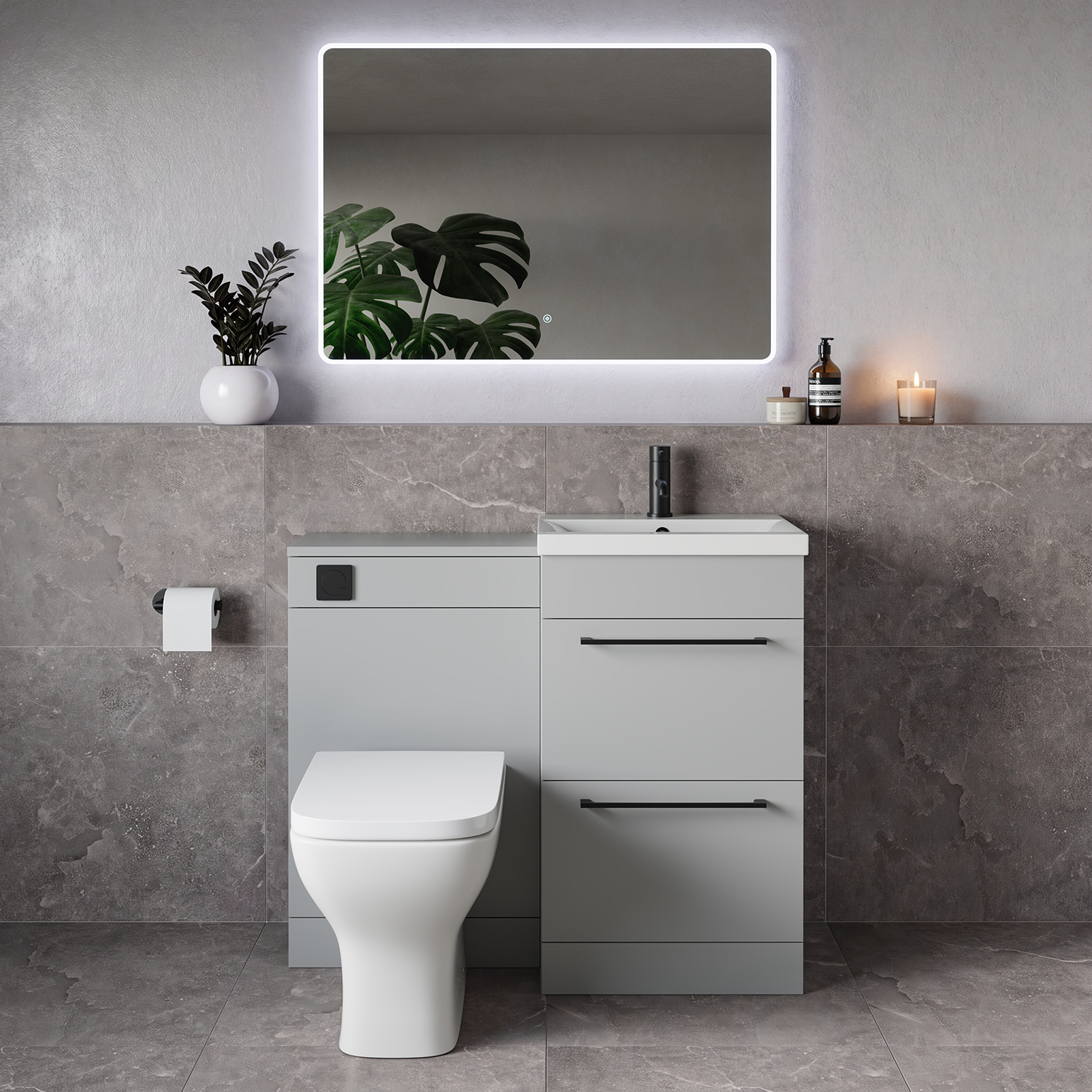Napoli 390 2 Drawer Vanity Unit Toilet Suite with Glide Basin
