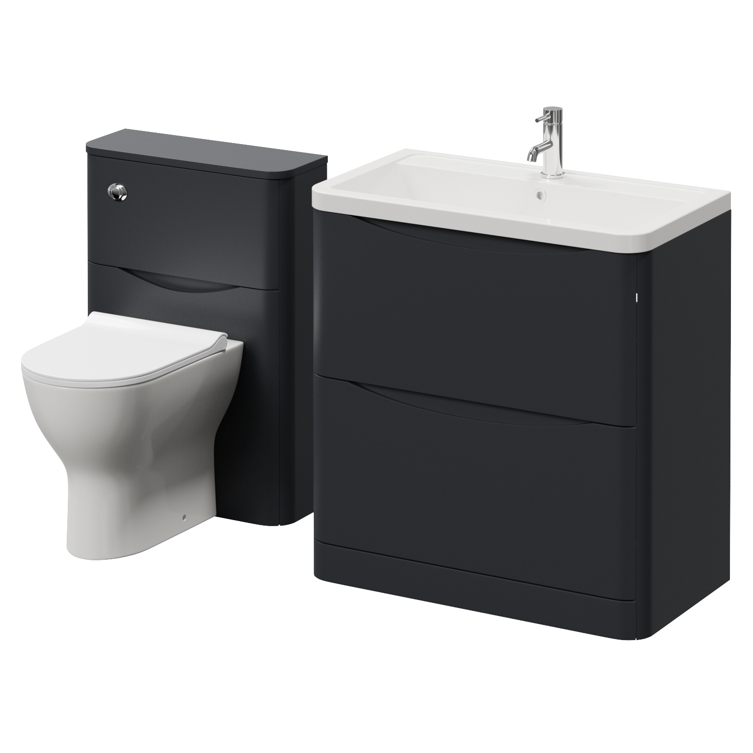 Vela 460 2 Drawer Vanity Unit and Toilet Suite with Anya Basin