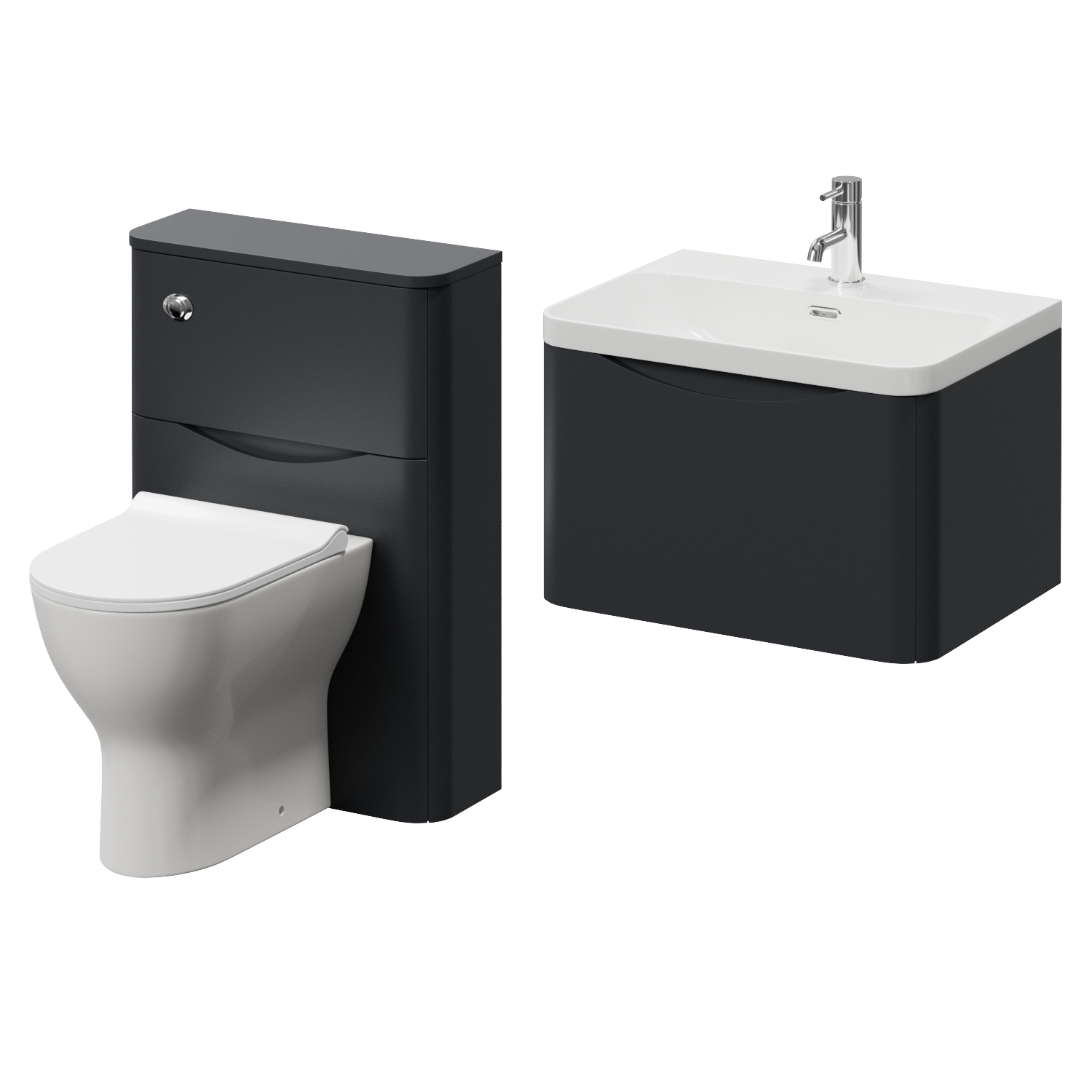 Vela 460 Wall Mounted Single Drawer Vanity Unit and Toilet Suite with Fina Basin