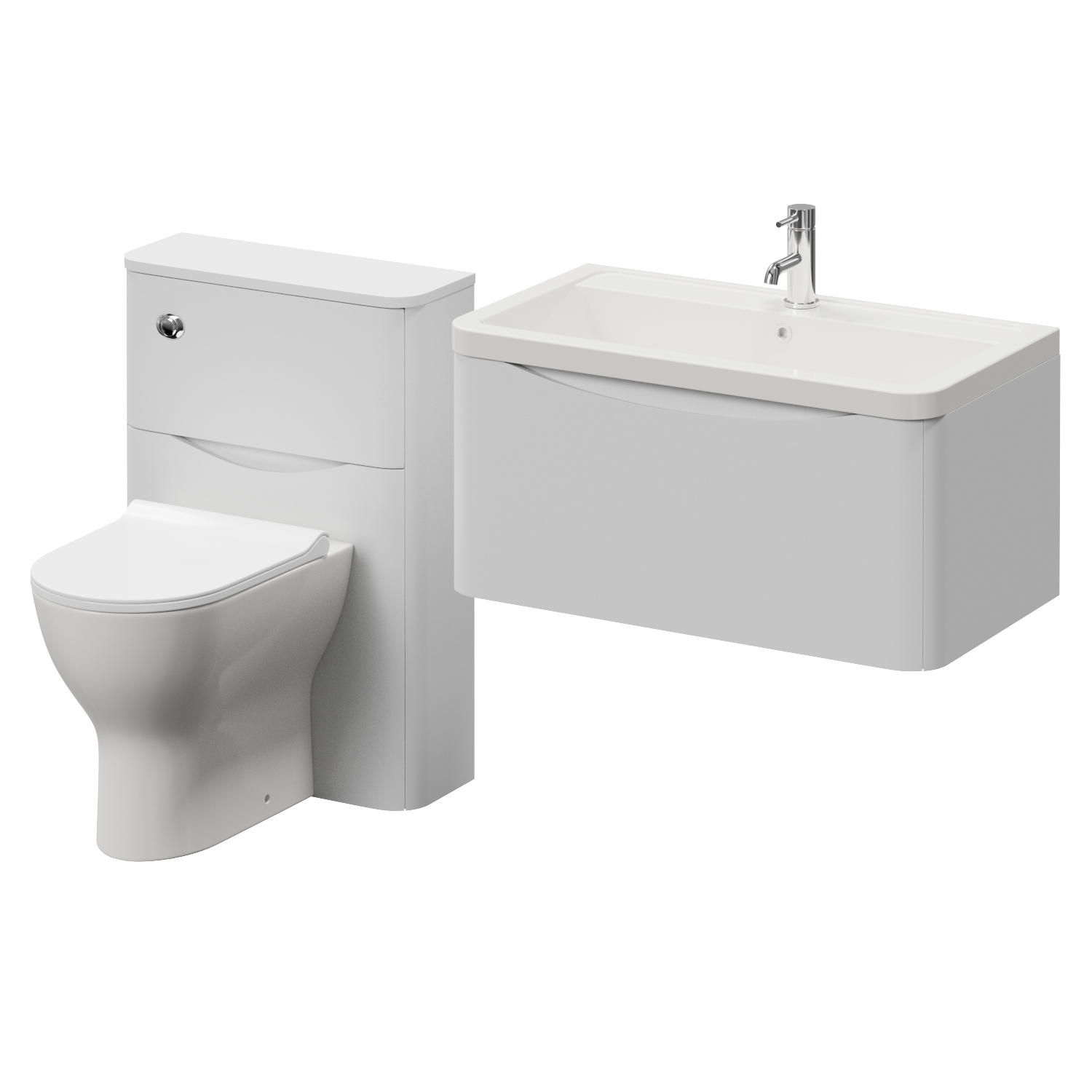 Vela 450 Wall Mounted Single Drawer Vanity Unit and Toilet Suite with Leni Basin