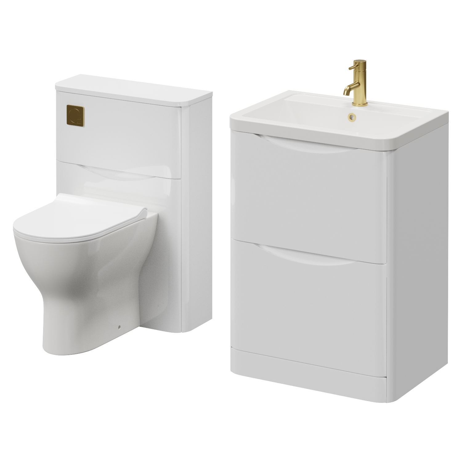 Vela 450 2 Drawer Vanity Unit and Toilet Suite with Leni Basin