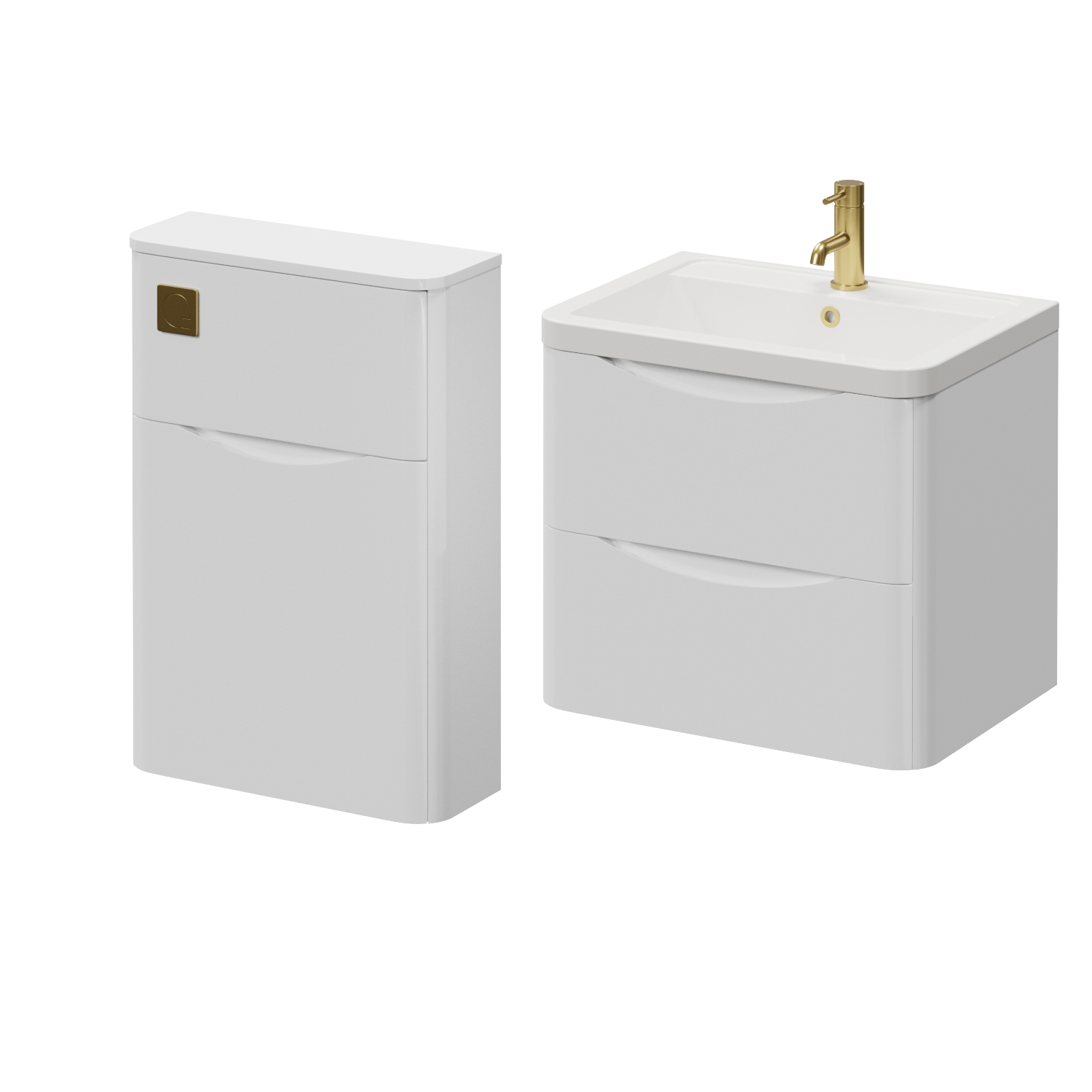 Vela 450 Wall Mounted 2 Drawer Vanity Unit and Toilet Suite with Leni Basin