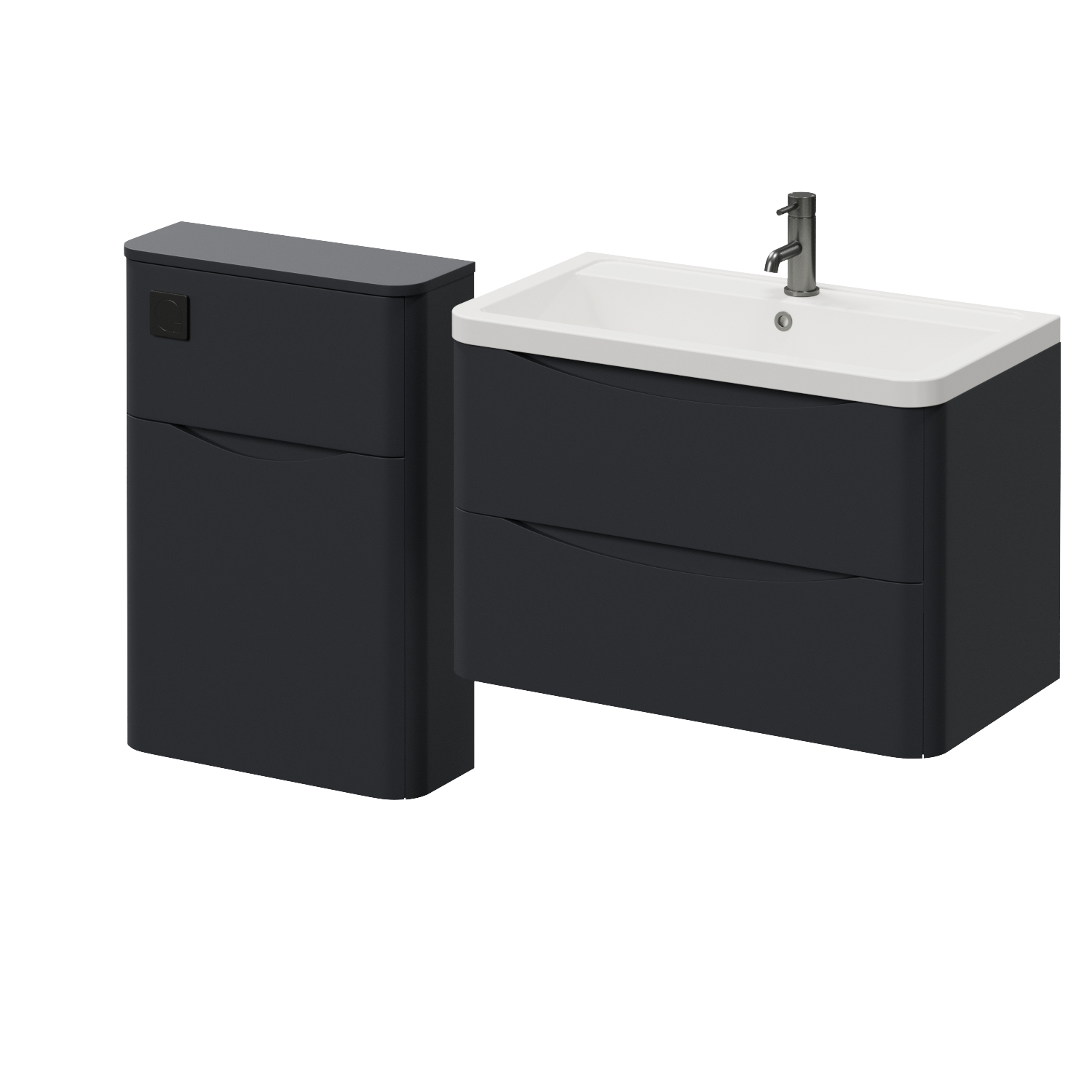 Vela 460 Wall Mounted 2 Drawer Vanity Unit and Toilet Suite with Anya Basin
