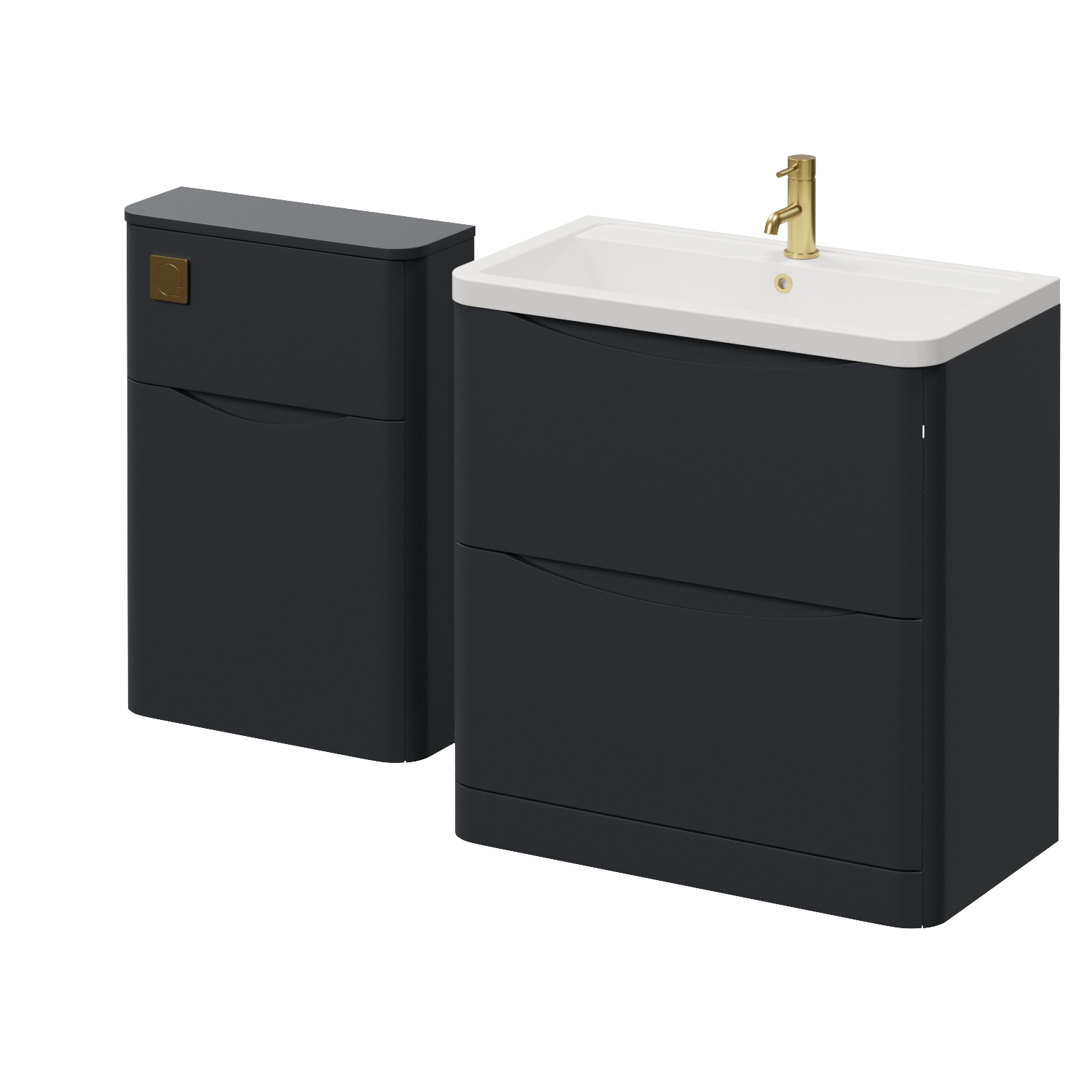 Vela 460 2 Drawer Vanity Unit and Toilet Suite with Anya Basin