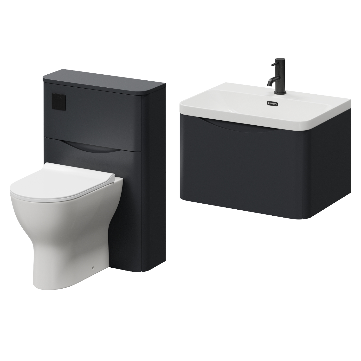 Vela 460 Wall Mounted Single Drawer Vanity Unit and Toilet Suite with Fina Basin