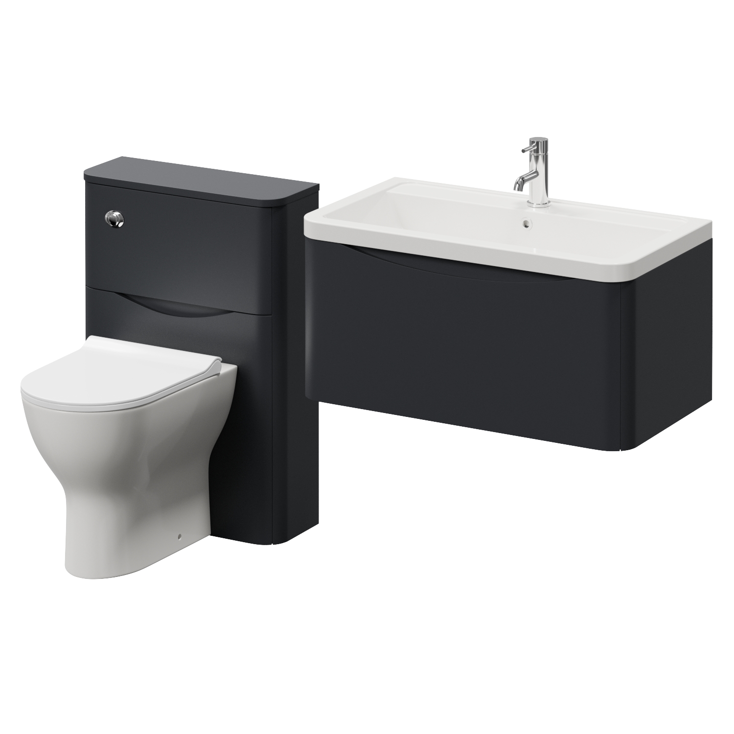 Vela 450 Wall Mounted Single Drawer Vanity Unit and Toilet Suite with Leni Basin