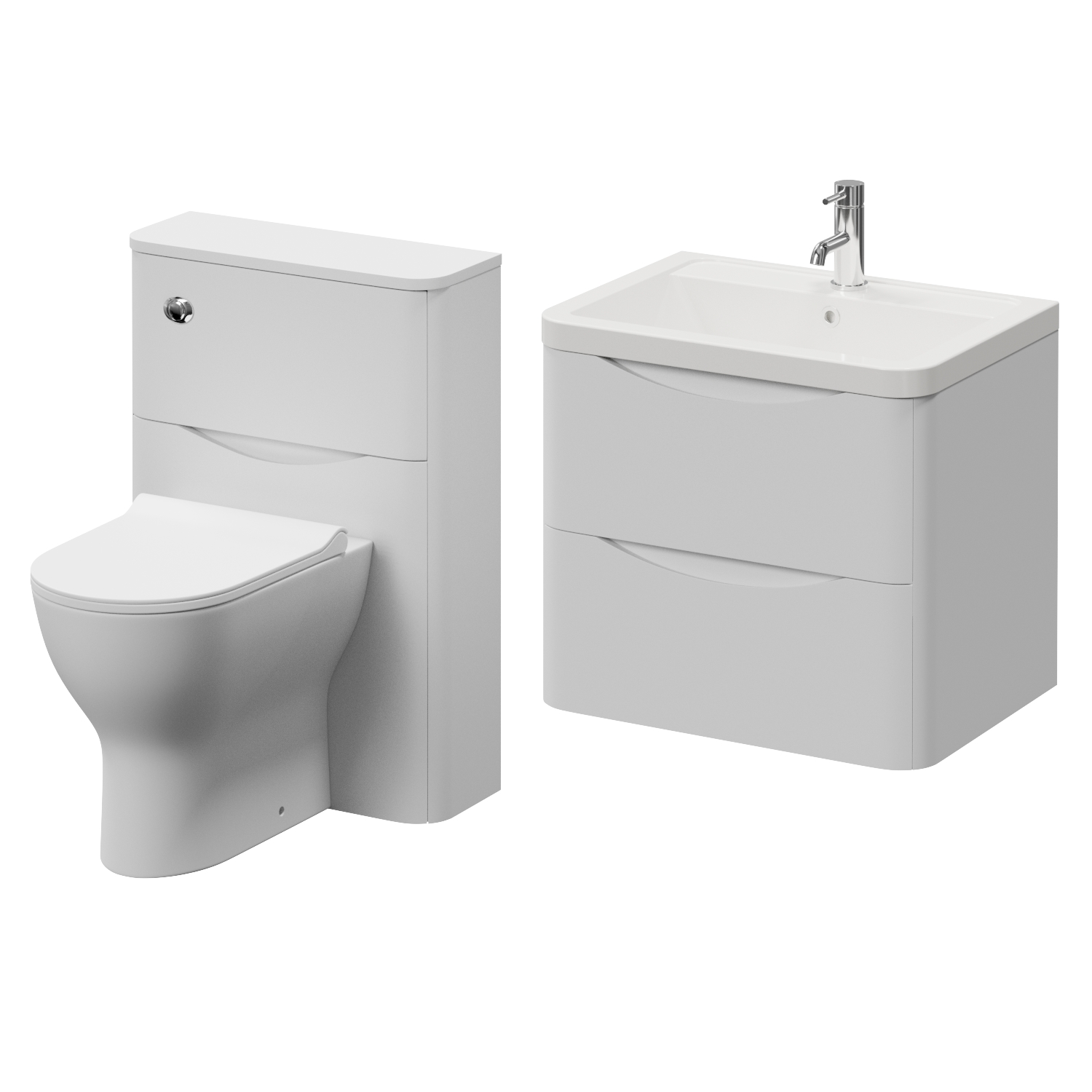 Vela 450 Wall Mounted 2 Drawer Vanity Unit and Toilet Suite with Leni Basin