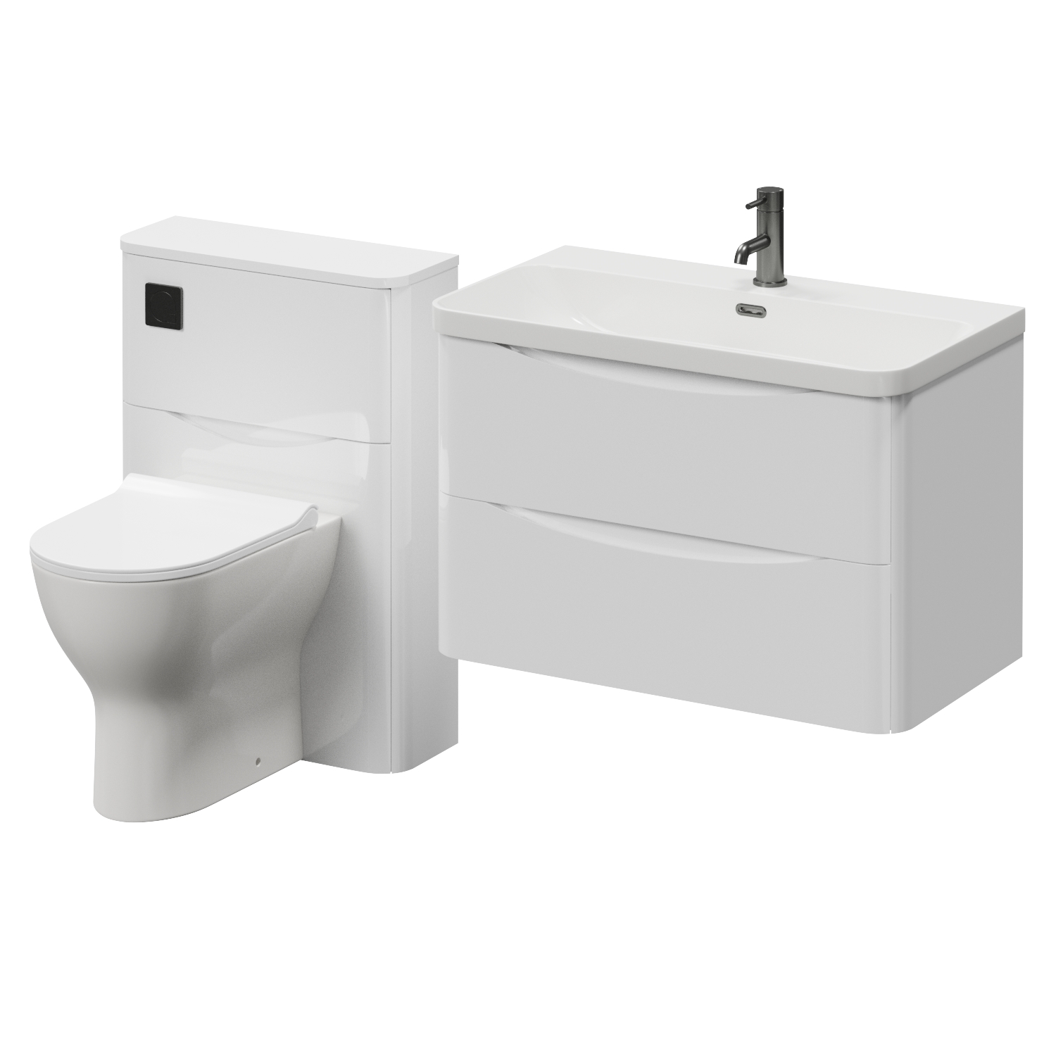 Vela 460 Wall Mounted 2 Drawer Vanity Unit and Toilet Suite with Fina Basin