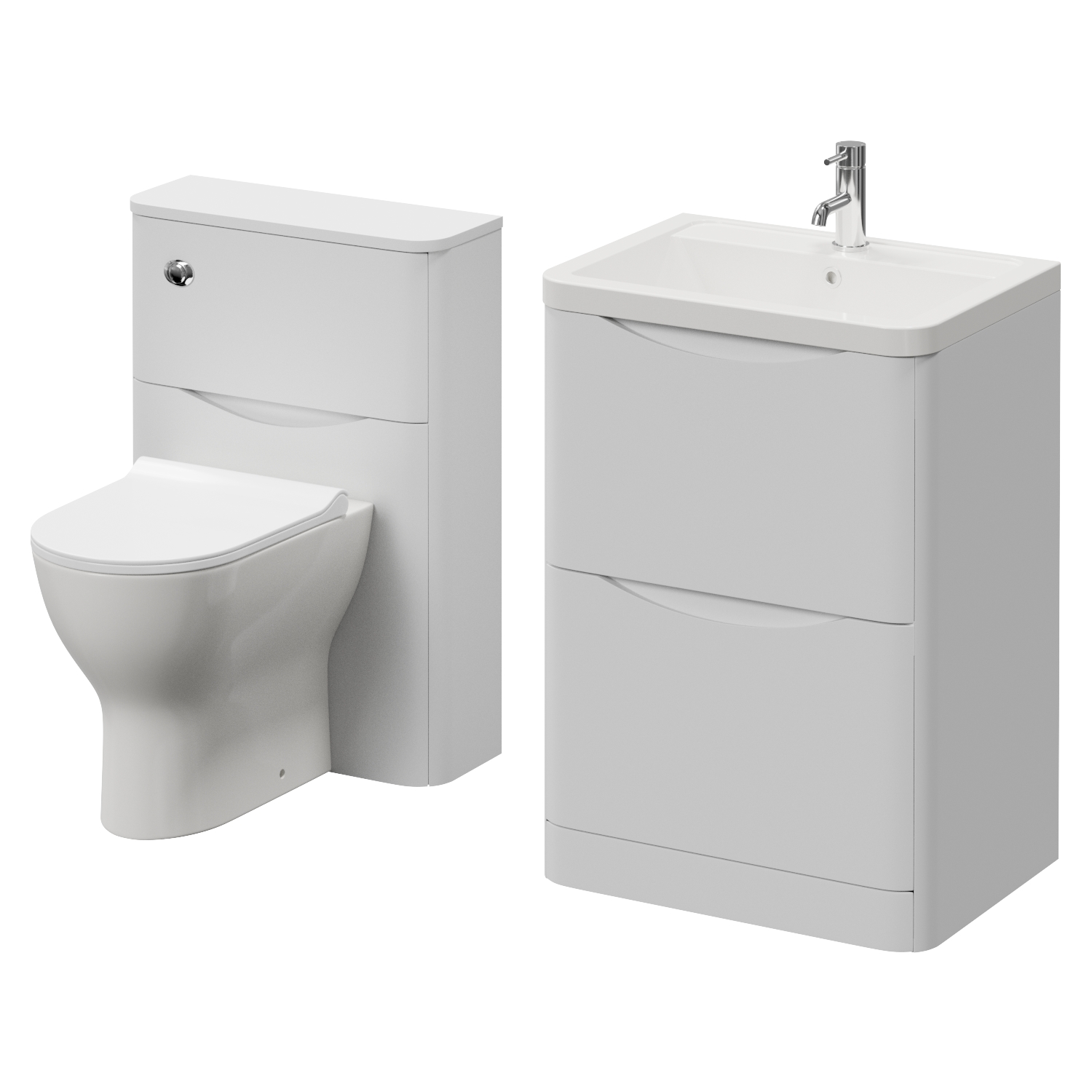 Vela 450 2 Drawer Vanity Unit and Toilet Suite with Leni Basin
